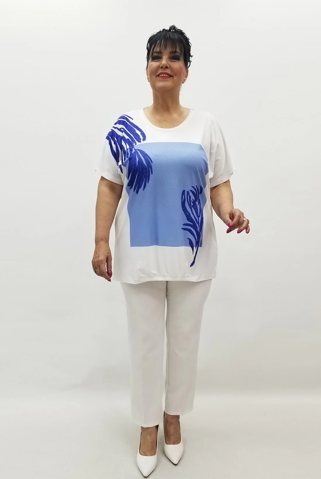 Miraggio Büyük Beden Bluz 99612 BEYAZ/SAKS