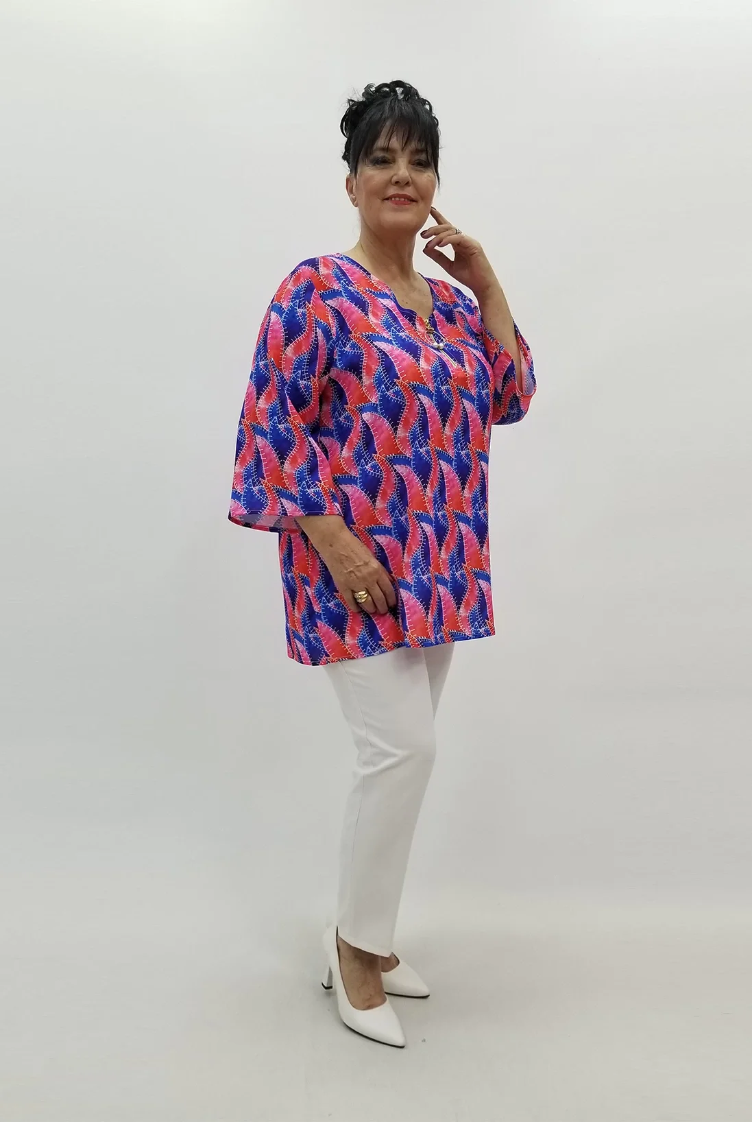 Miraggio Büyük Beden Bluz 99672 MERCAN/SAKS