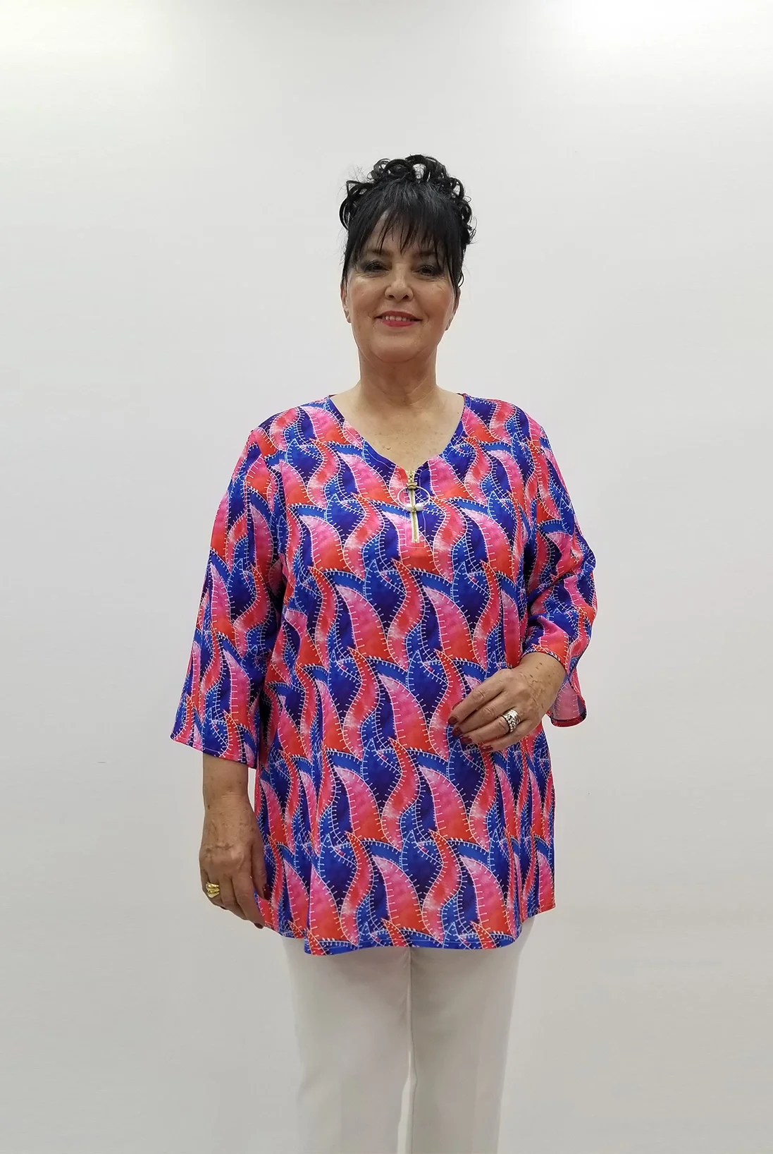 Miraggio Büyük Beden Bluz 99672 MERCAN/SAKS