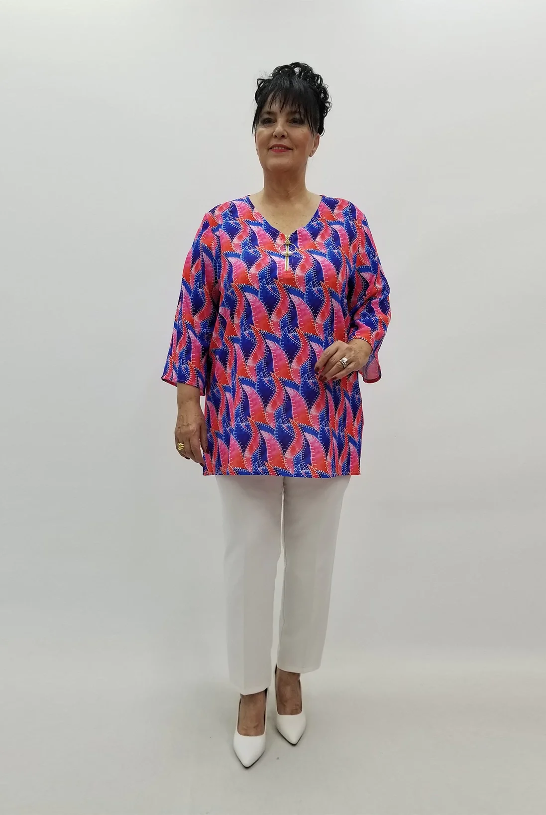 Miraggio Büyük Beden Bluz 99672 MERCAN/SAKS