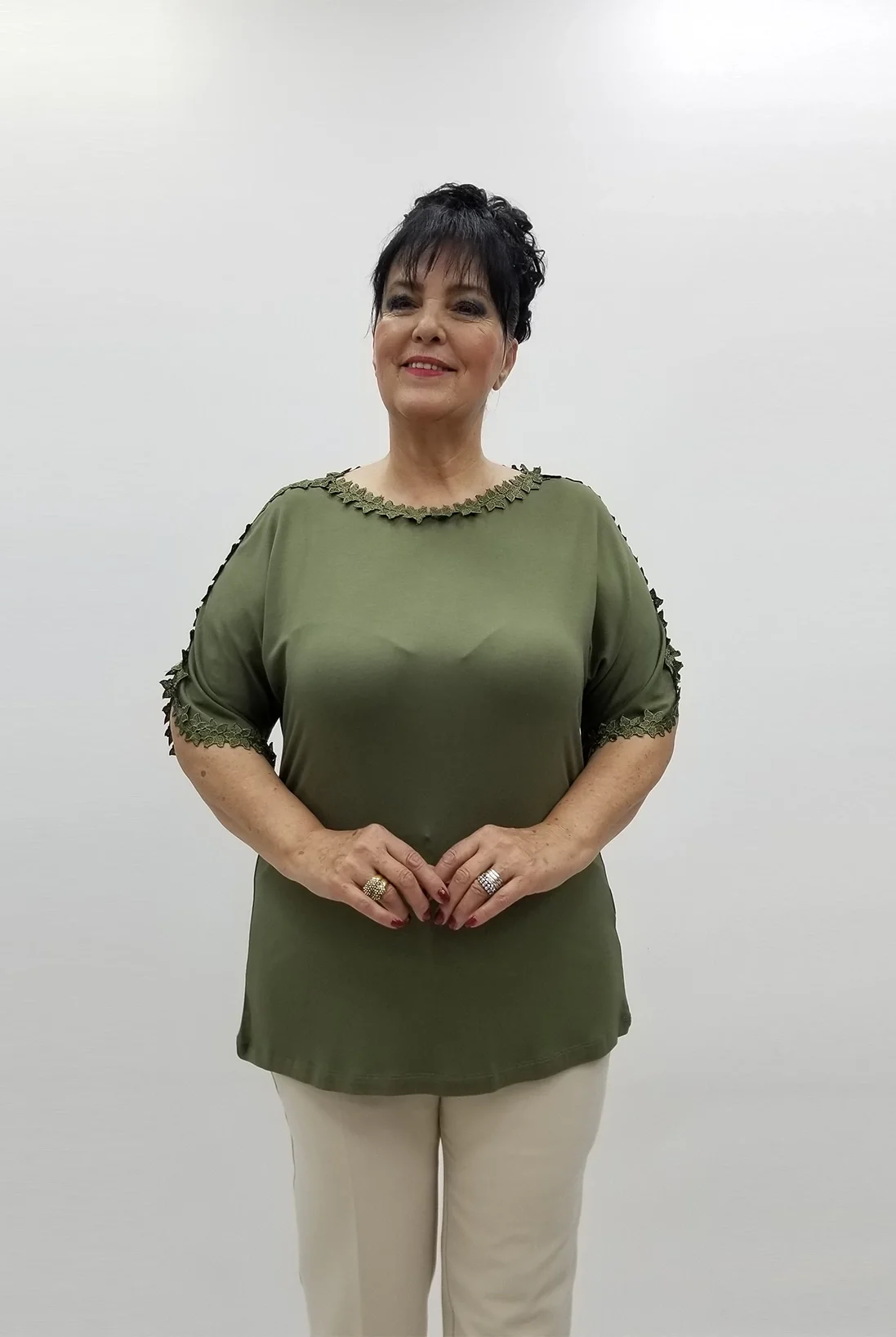 Miraggio Büyük Beden Bluz 99702 HAKİ