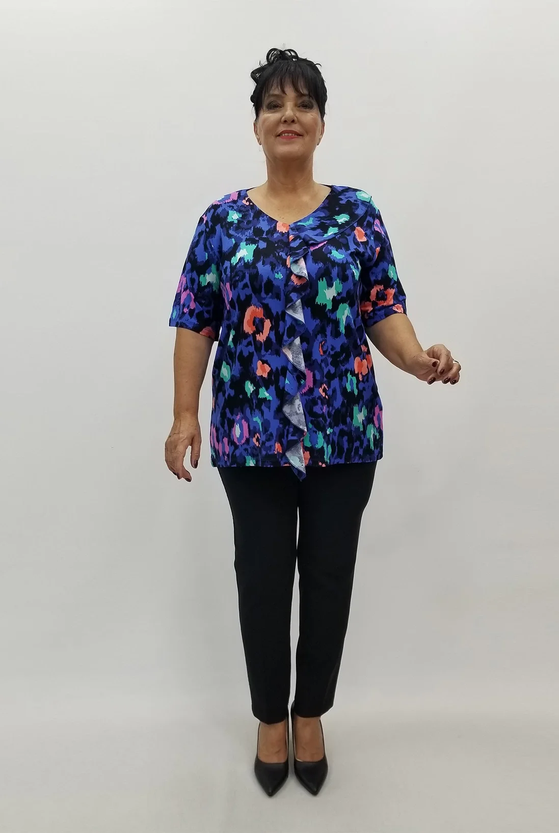 Miraggio Büyük Beden Bluz 99703 SAKS/FUŞYA