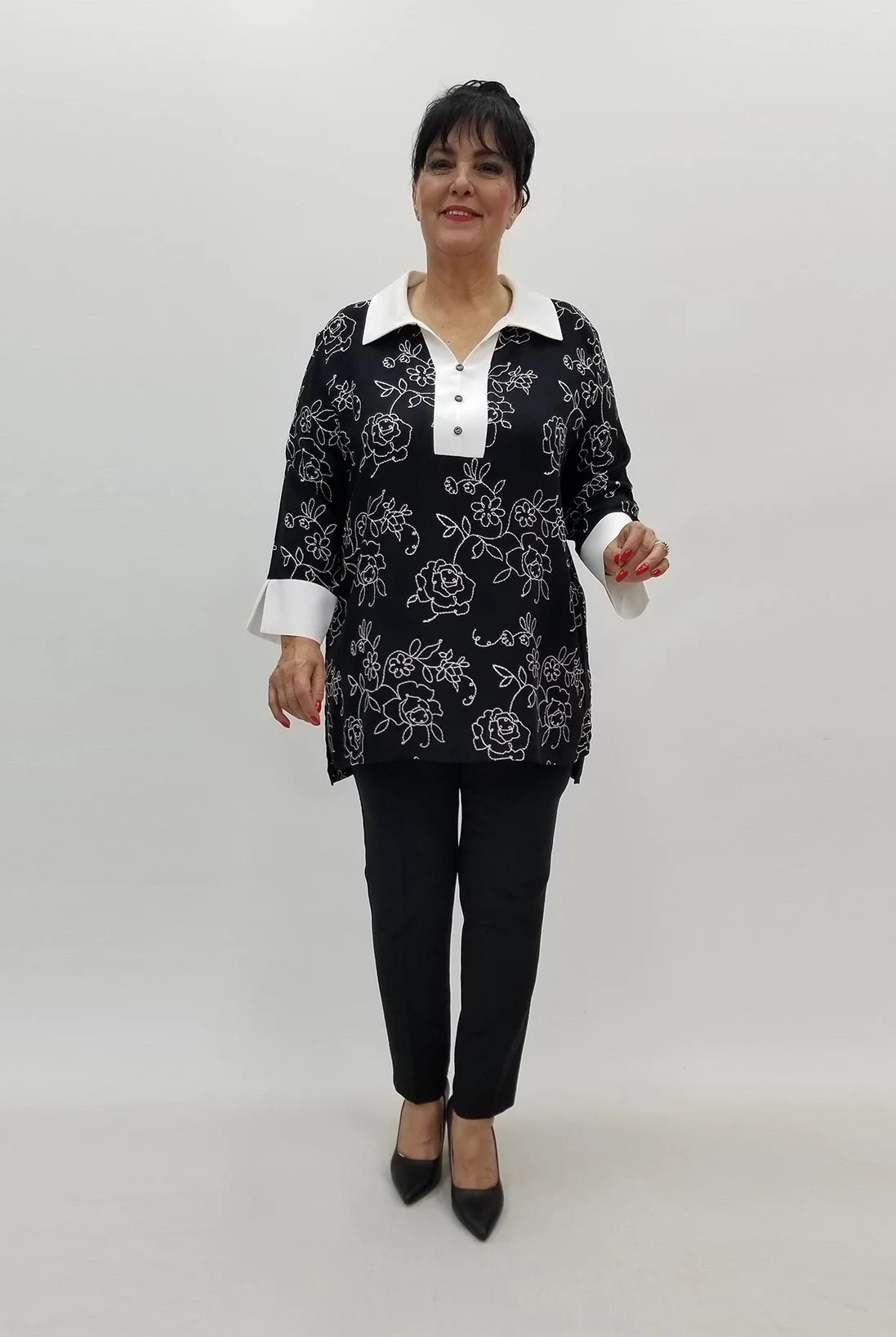 Miraggio Büyük Beden Bluz 99781 SİYAH/BEYAZ