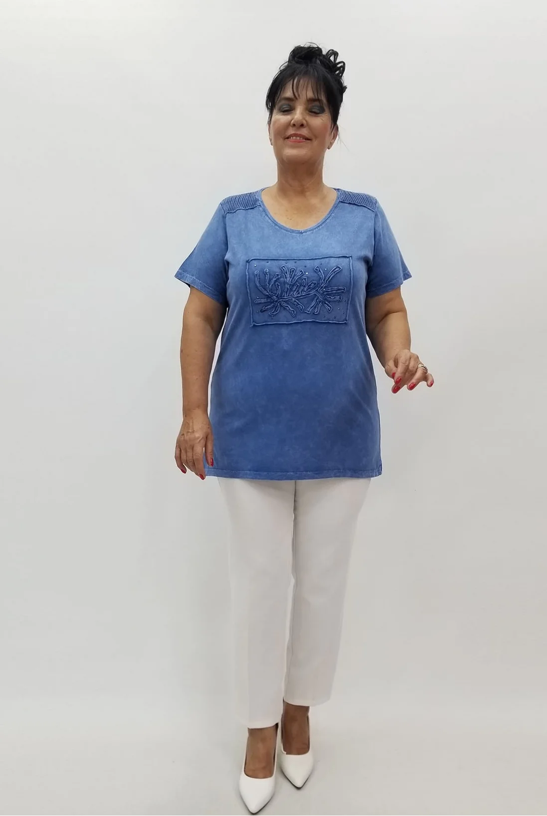 Miraggio Büyük Beden Bluz 99817 MAVİ