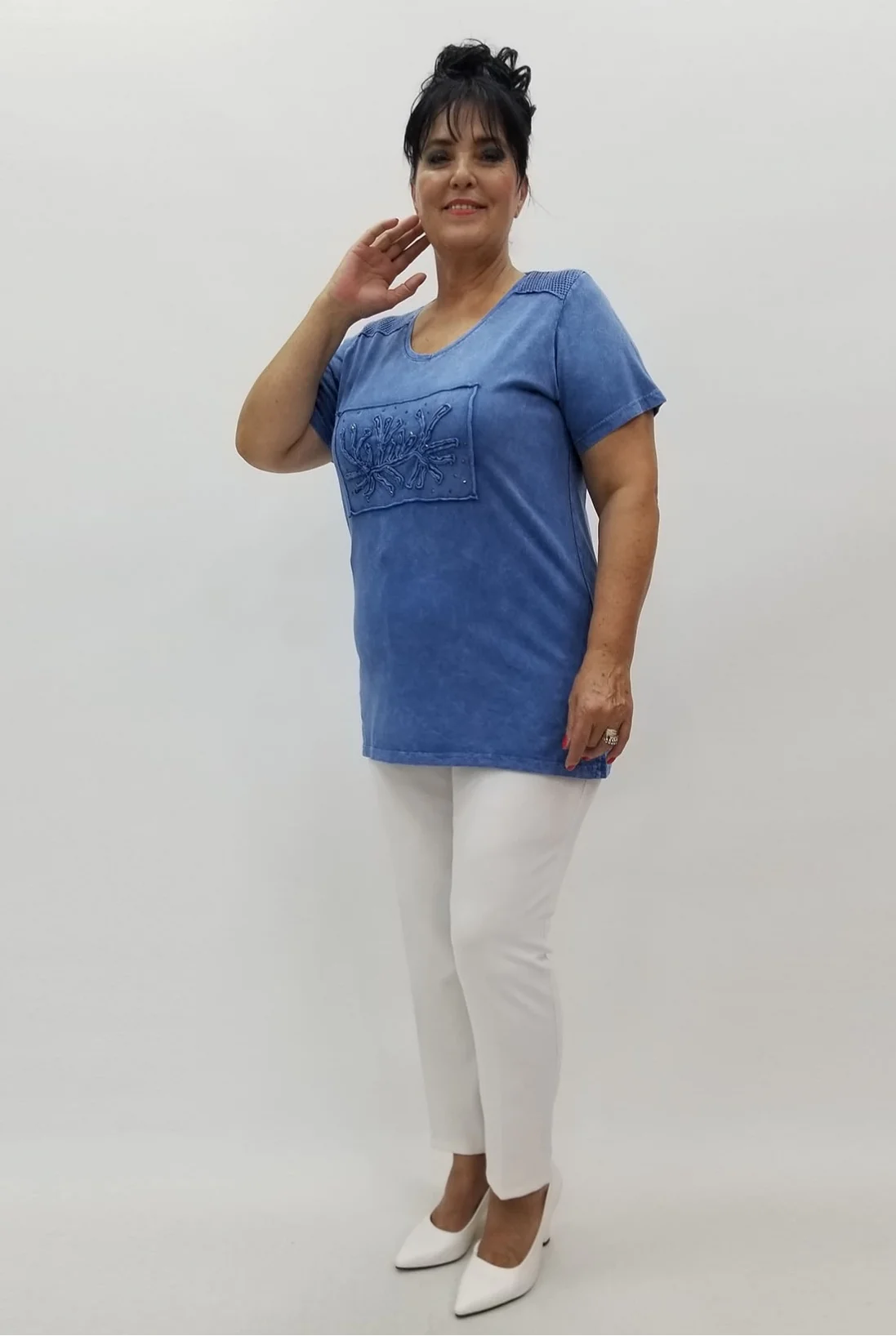 Miraggio Büyük Beden Bluz 99817 MAVİ