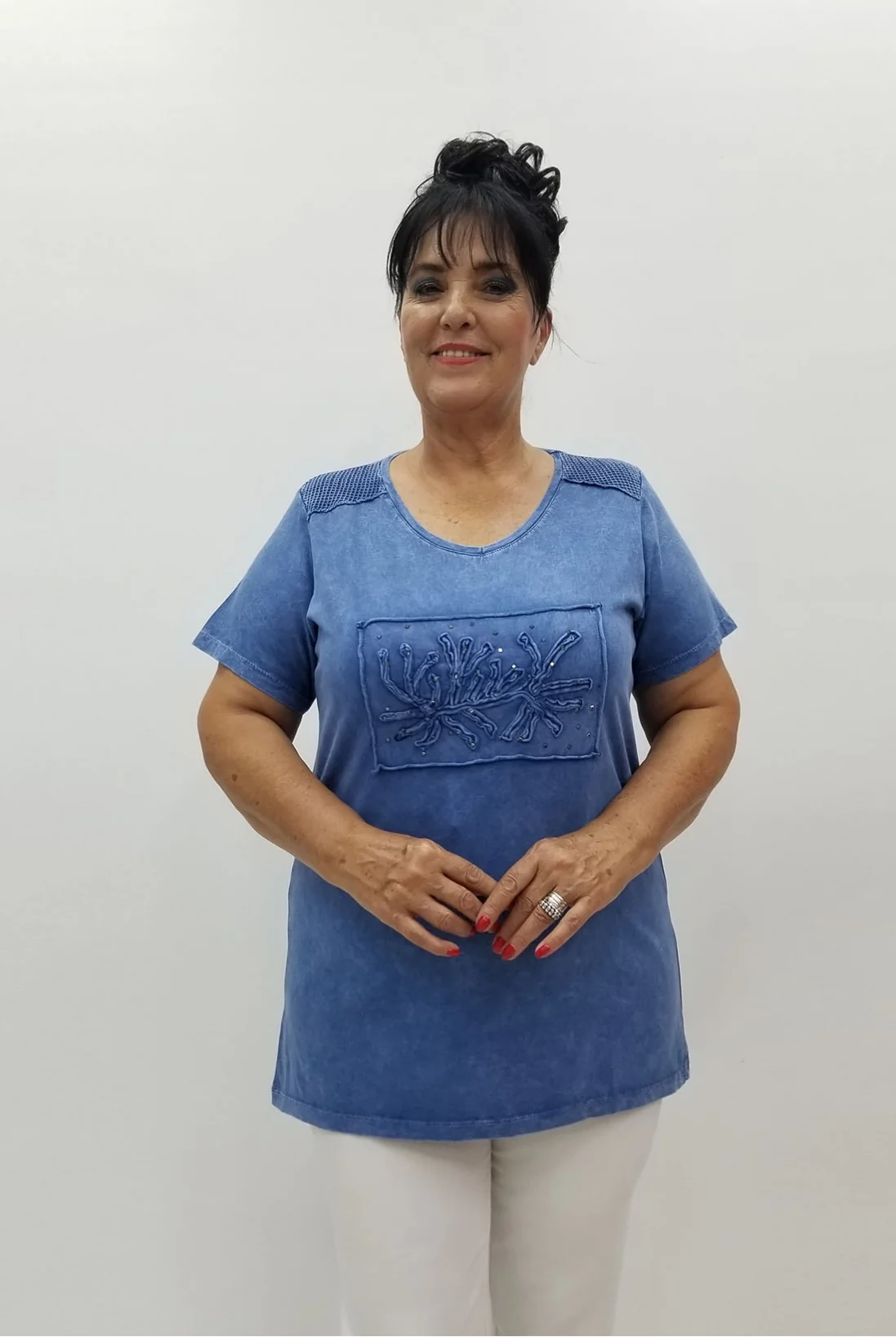 Miraggio Büyük Beden Bluz 99817 MAVİ