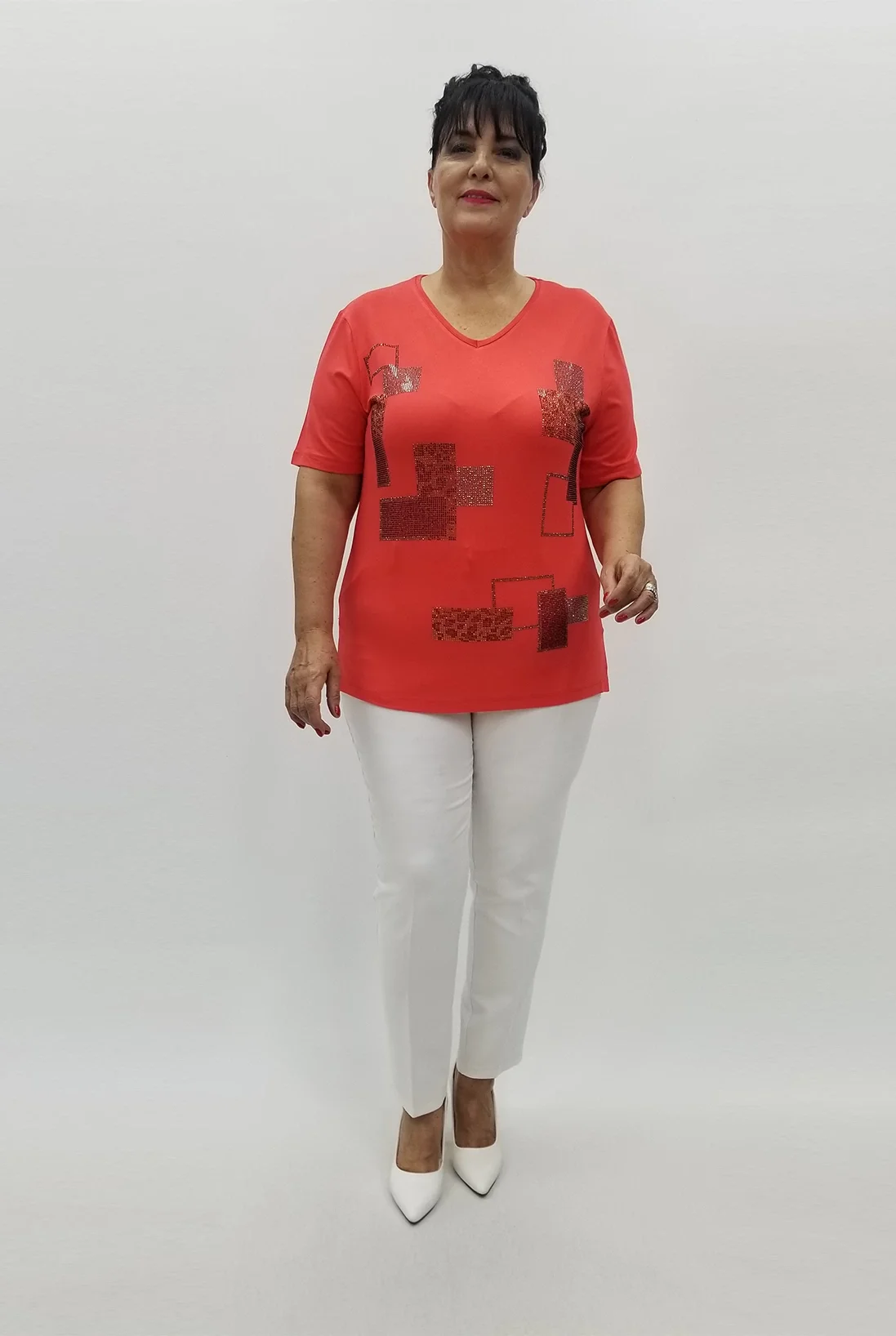 Miraggio Büyük Beden Bluz 99825 NAR ÇİÇEĞİ