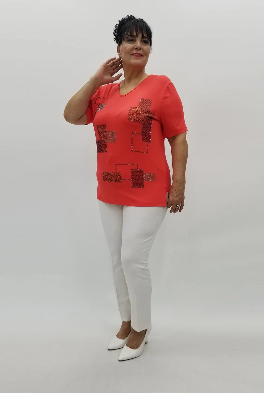 Miraggio Büyük Beden Bluz 99825 NAR ÇİÇEĞİ