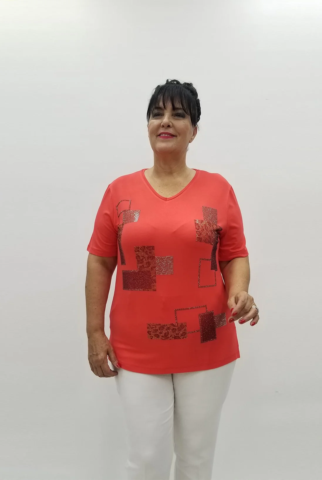 Miraggio Büyük Beden Bluz 99825 NAR ÇİÇEĞİ