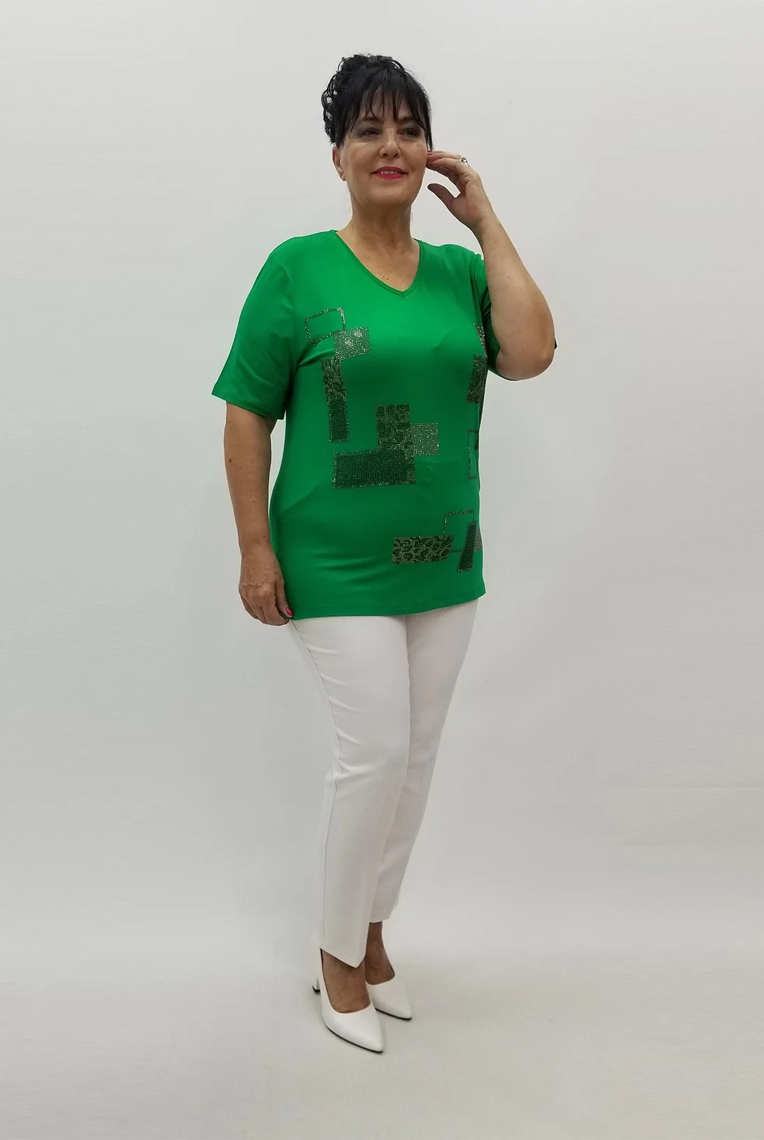 Miraggio Büyük Beden Bluz 99825 YEŞİL