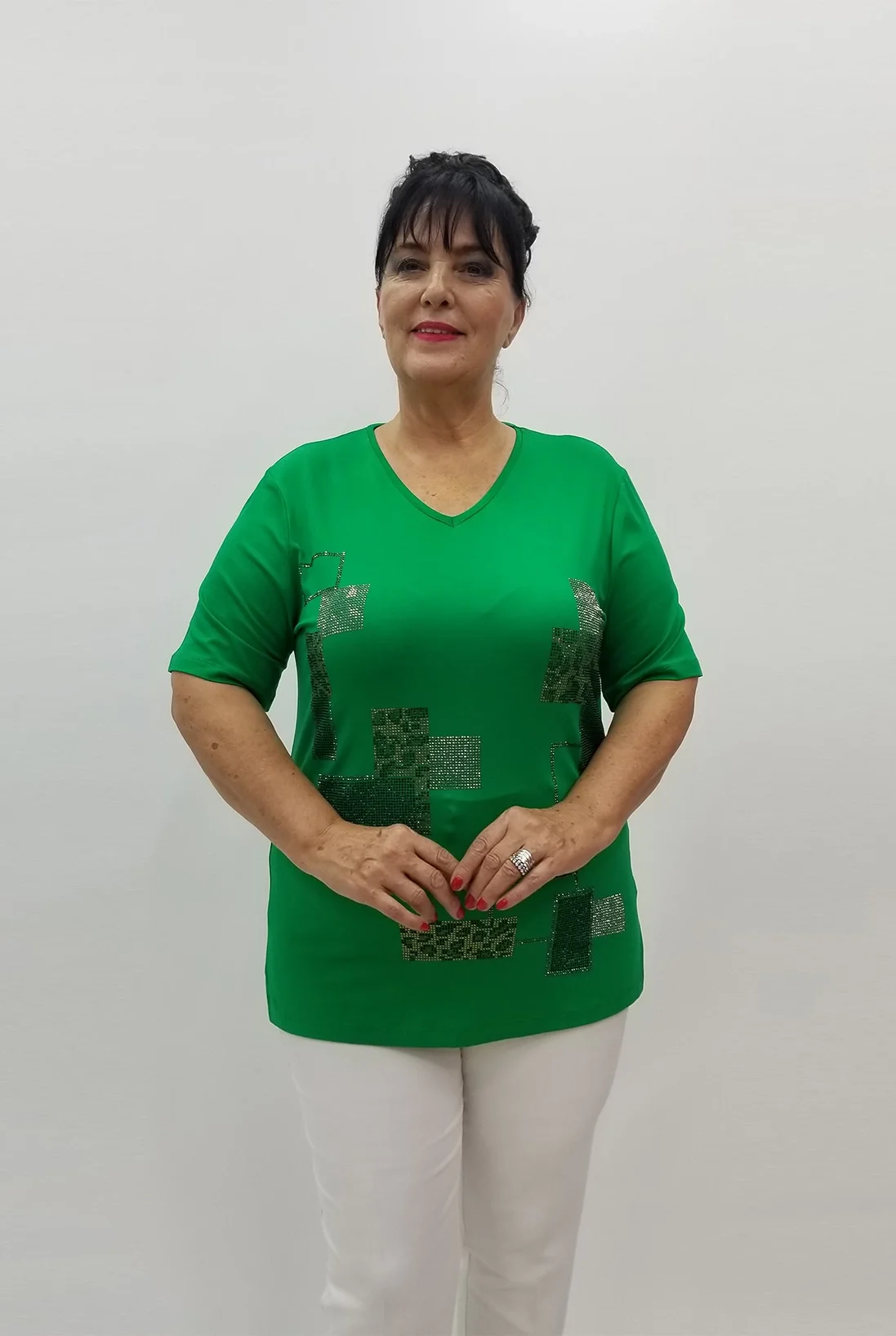 Miraggio Büyük Beden Bluz 99825 YEŞİL