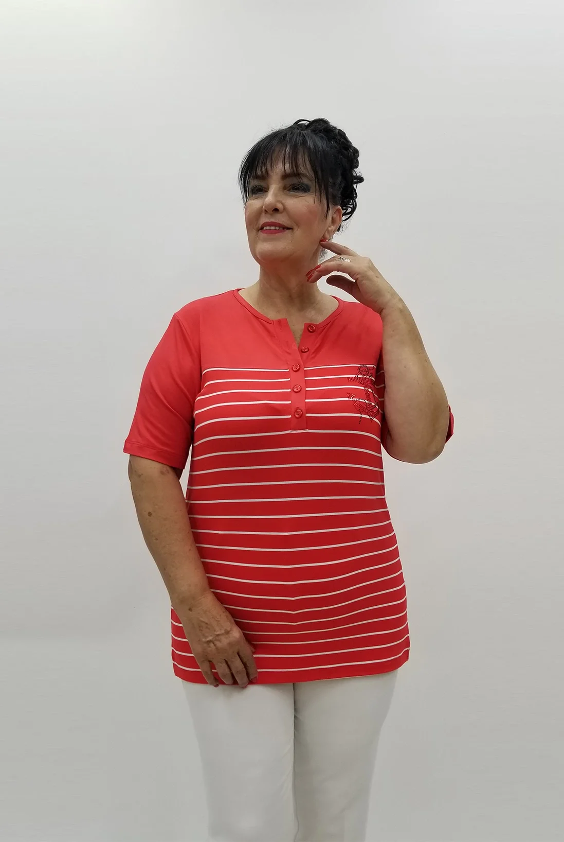 Miraggio Büyük Beden Bluz 99829 NAR ÇİÇEĞİ