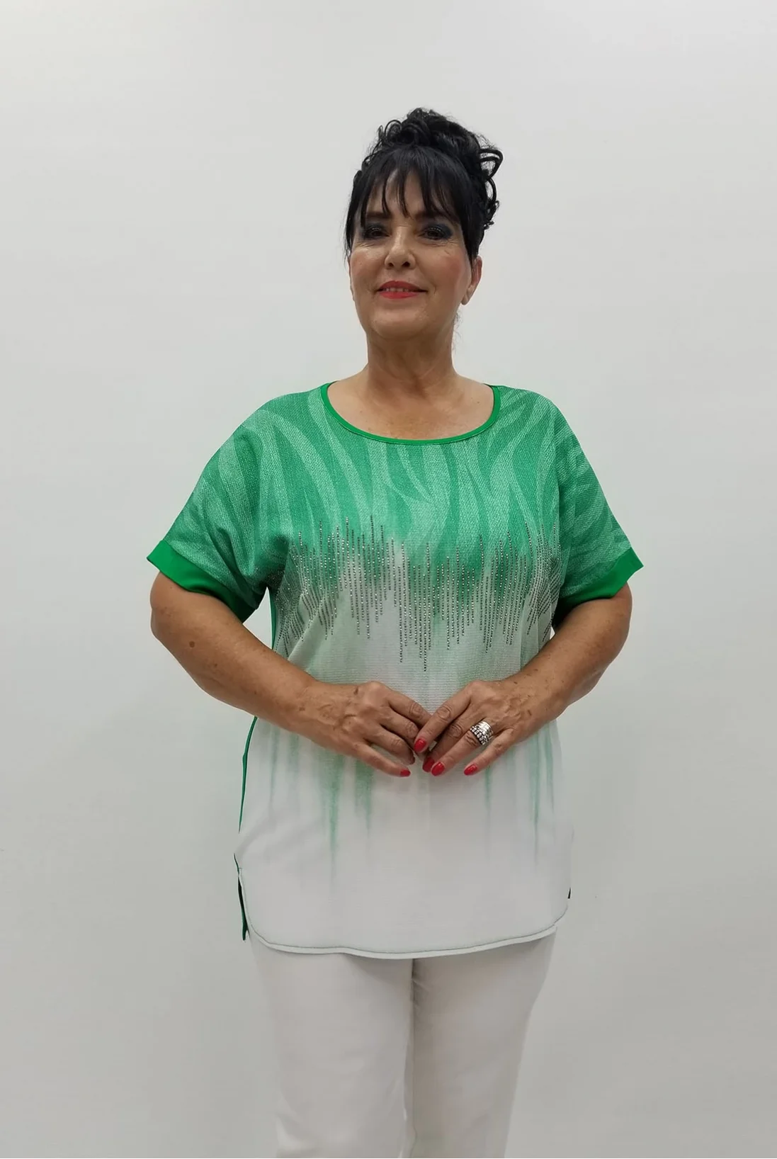 Miraggio Büyük Beden Bluz 99866 YEŞİL