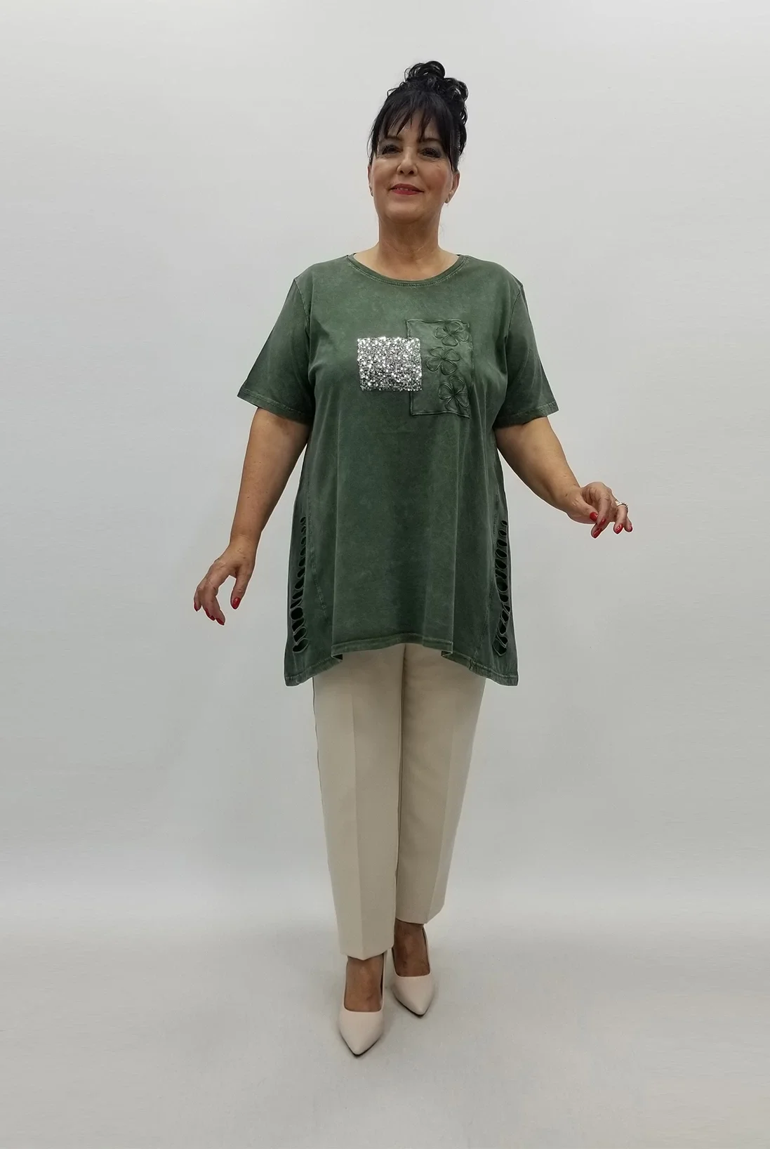 Miraggio Büyük Beden Bluz 99906 HAKİ