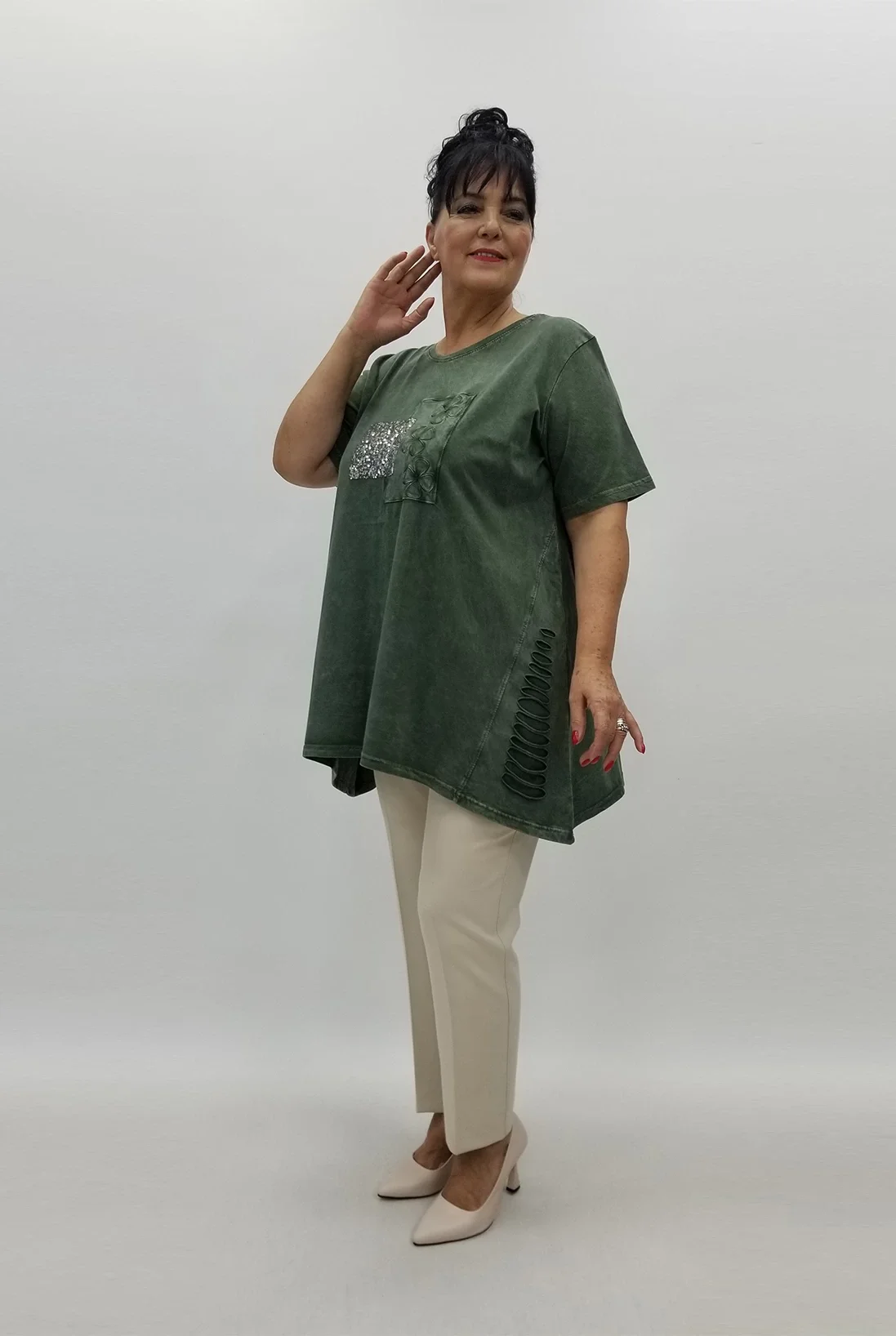 Miraggio Büyük Beden Bluz 99906 HAKİ