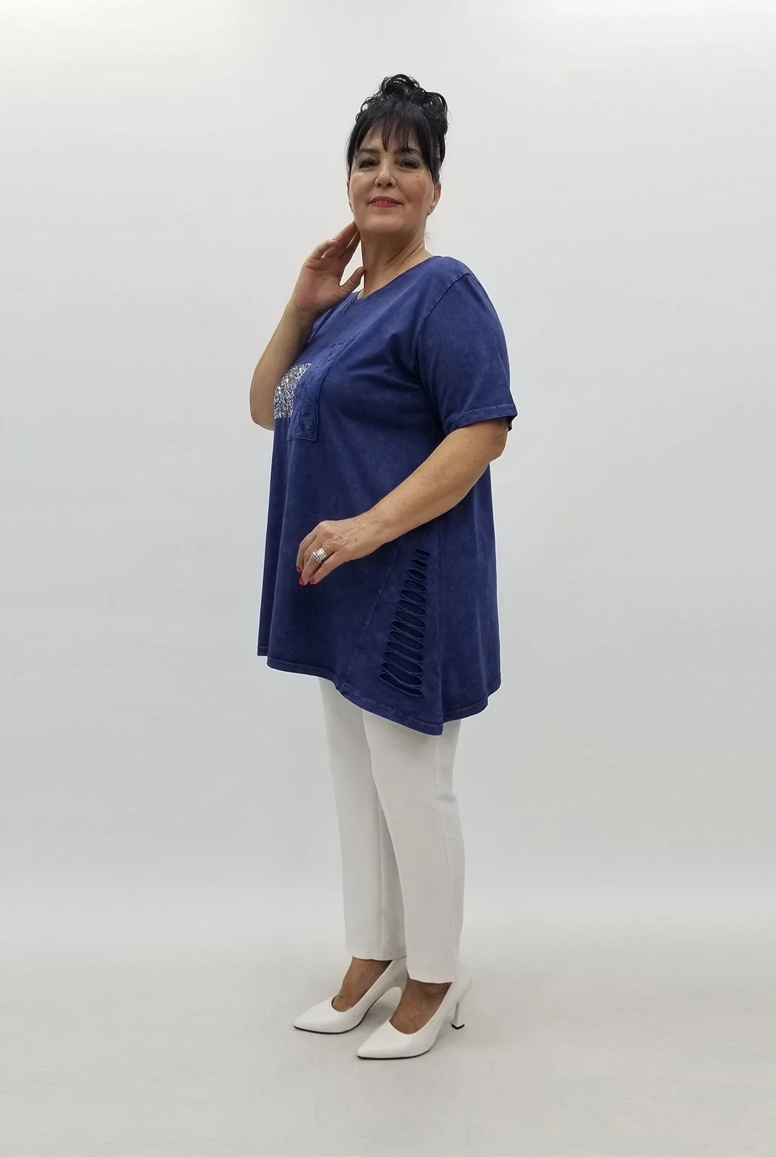 Miraggio Büyük Beden Bluz 99906 LACİVERT