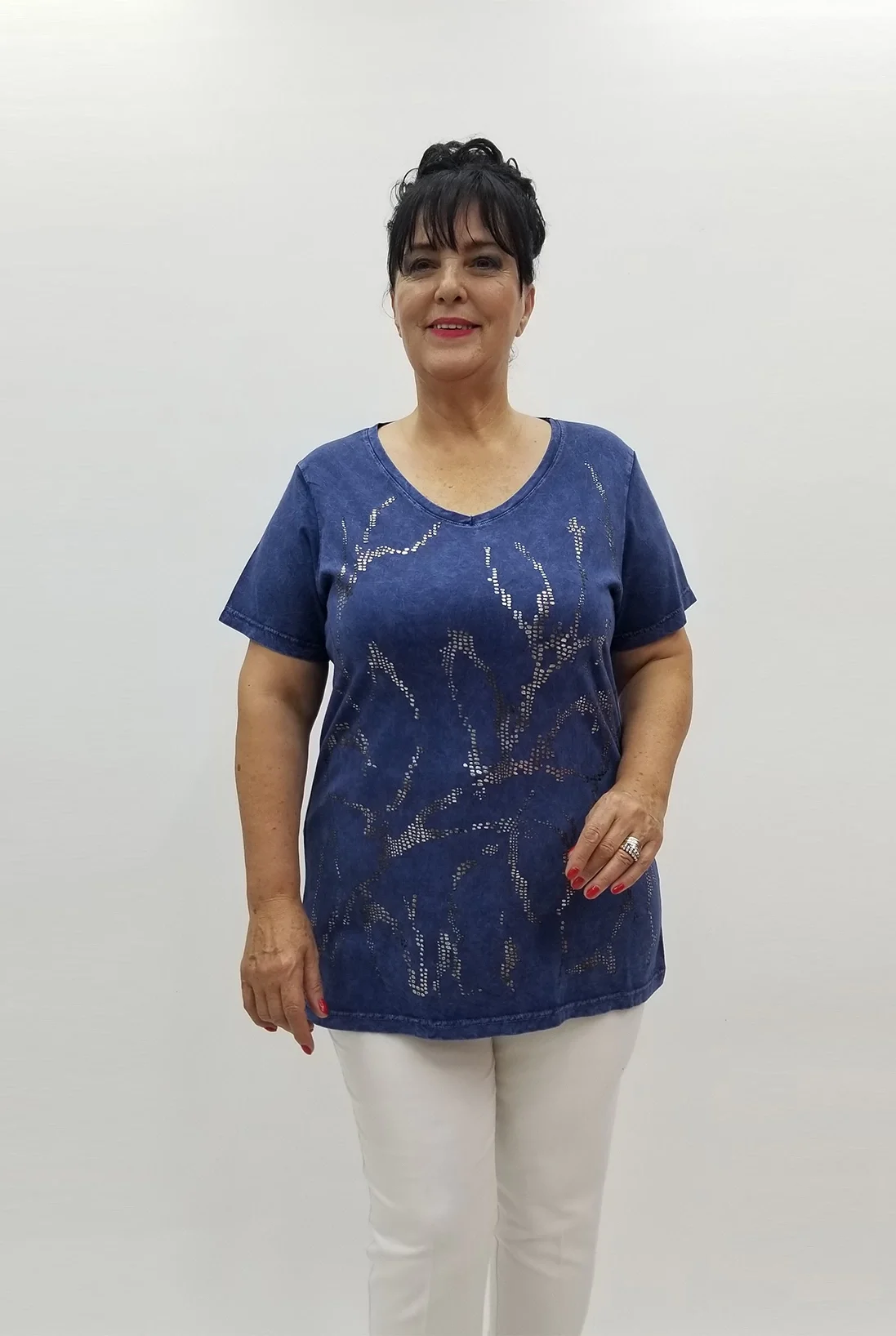 Miraggio Büyük Beden Bluz 99913 LACİVERT