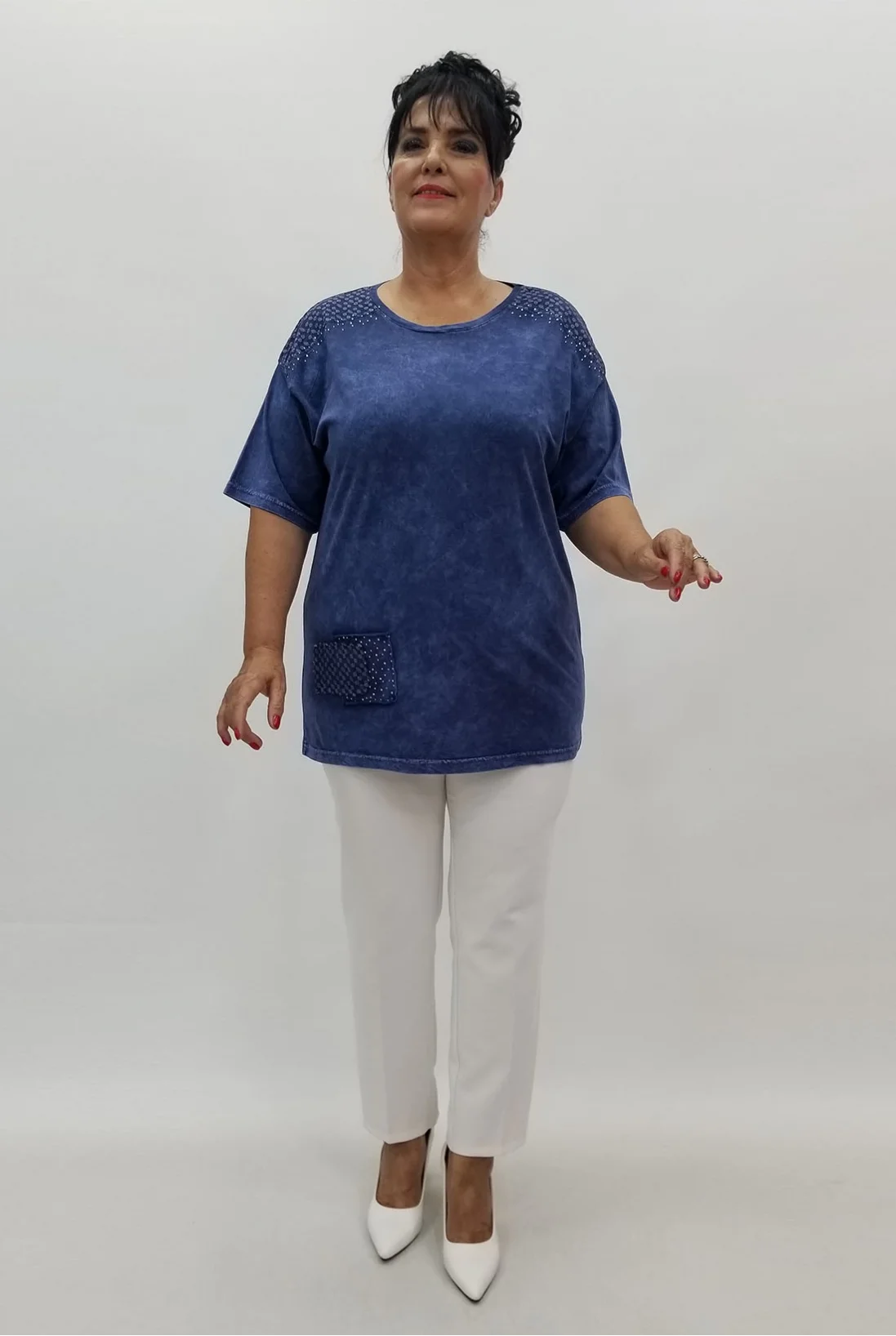 Miraggio Büyük Beden Bluz 99914 LACİVERT