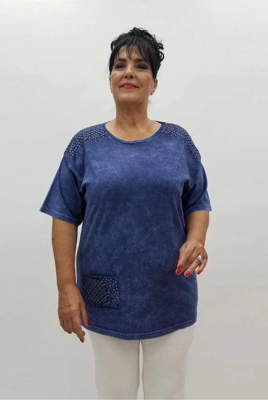 Miraggio Büyük Beden Bluz 99914 LACİVERT