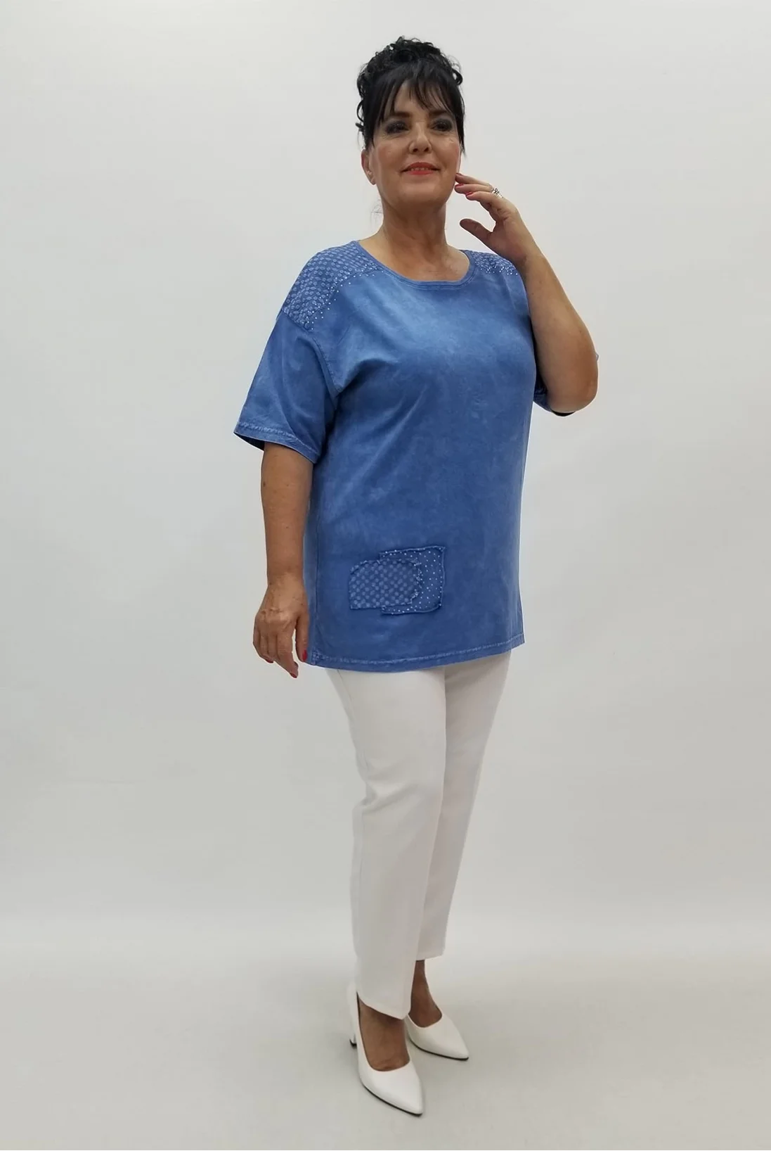 Miraggio Büyük Beden Bluz 99914 MAVİ