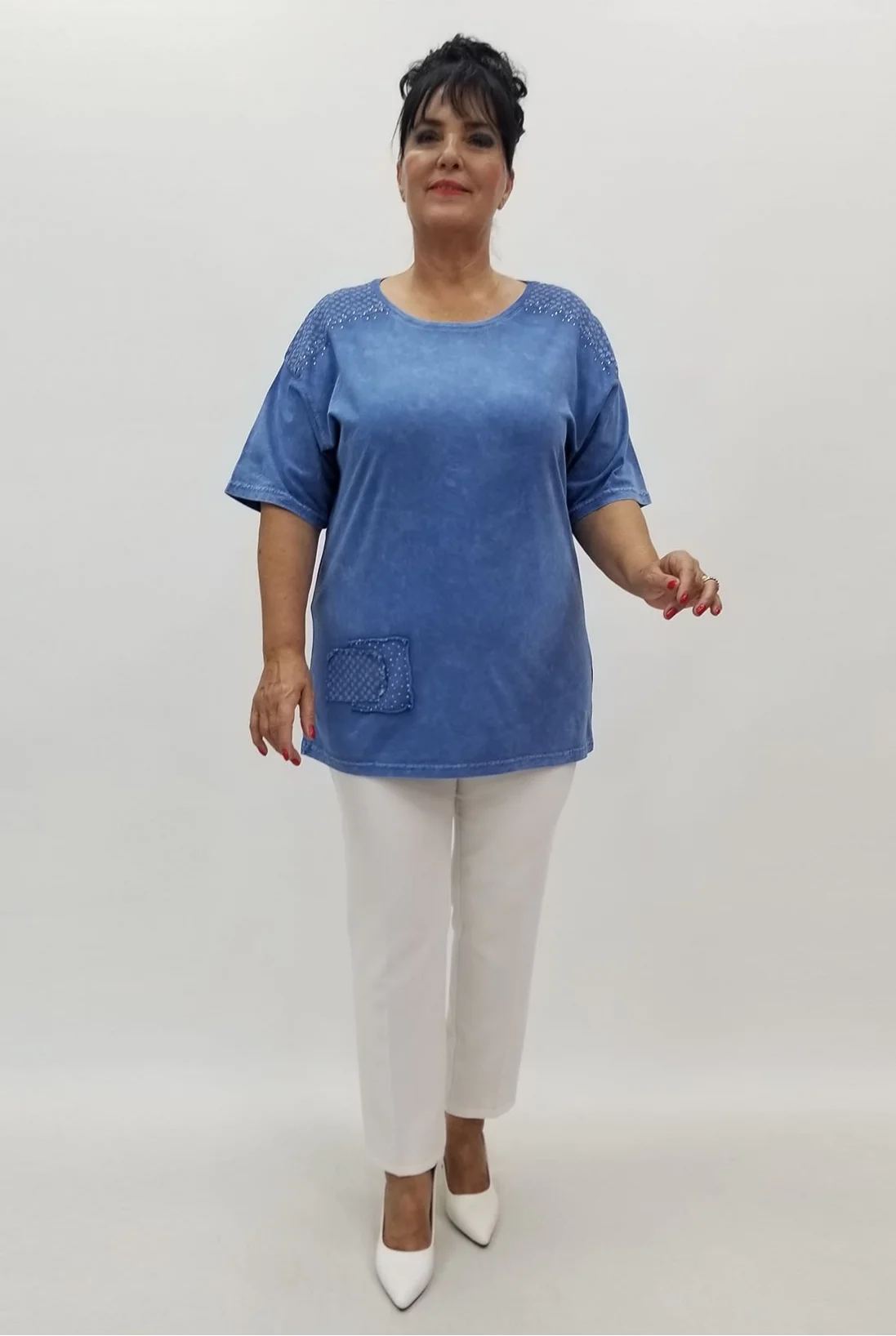 Miraggio Büyük Beden Bluz 99914 MAVİ