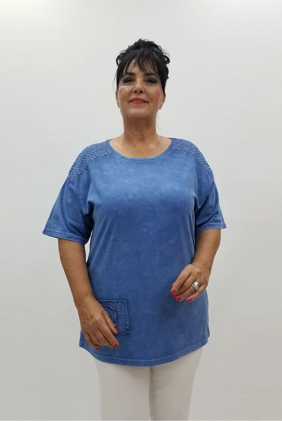 Miraggio Büyük Beden Bluz 99914 MAVİ