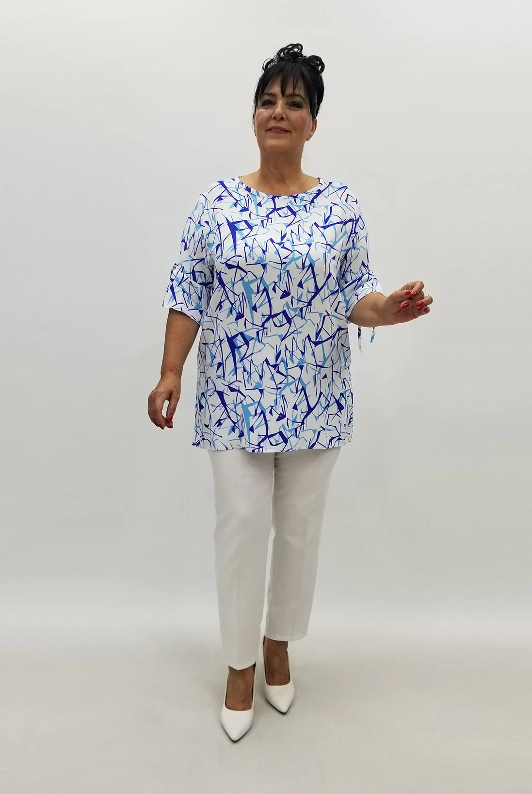 Miraggio Büyük Beden Bluz 99924 BEYAZ/SAKS