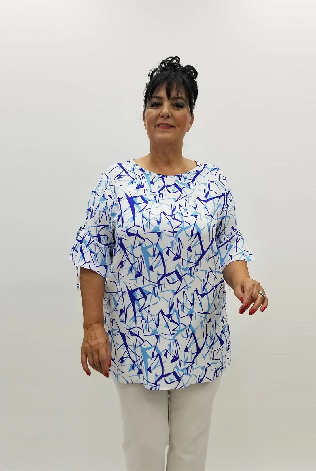 Miraggio Büyük Beden Bluz 99924 BEYAZ/SAKS