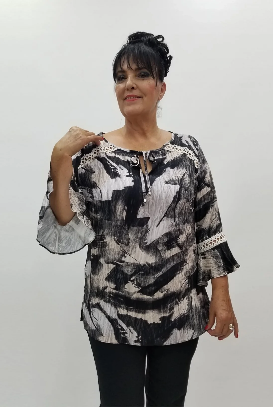 Miraggio Büyük Beden Bluz 99946 SİYAH