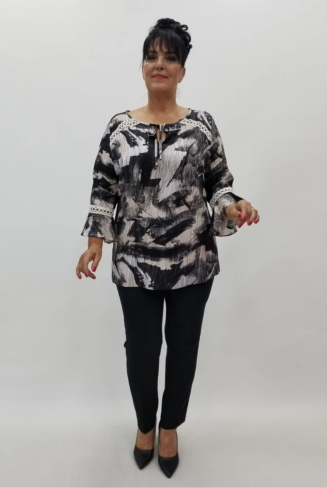 Miraggio Büyük Beden Bluz 99946 SİYAH