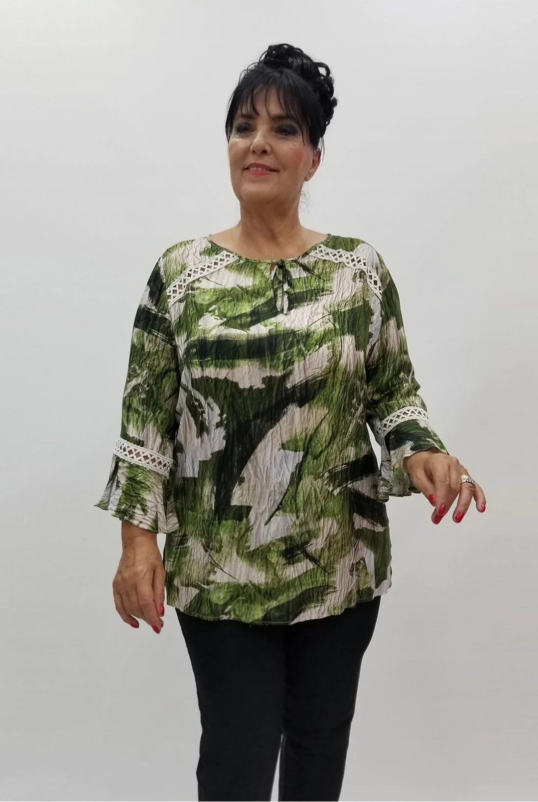 Miraggio Büyük Beden Bluz 99946 YEŞİL