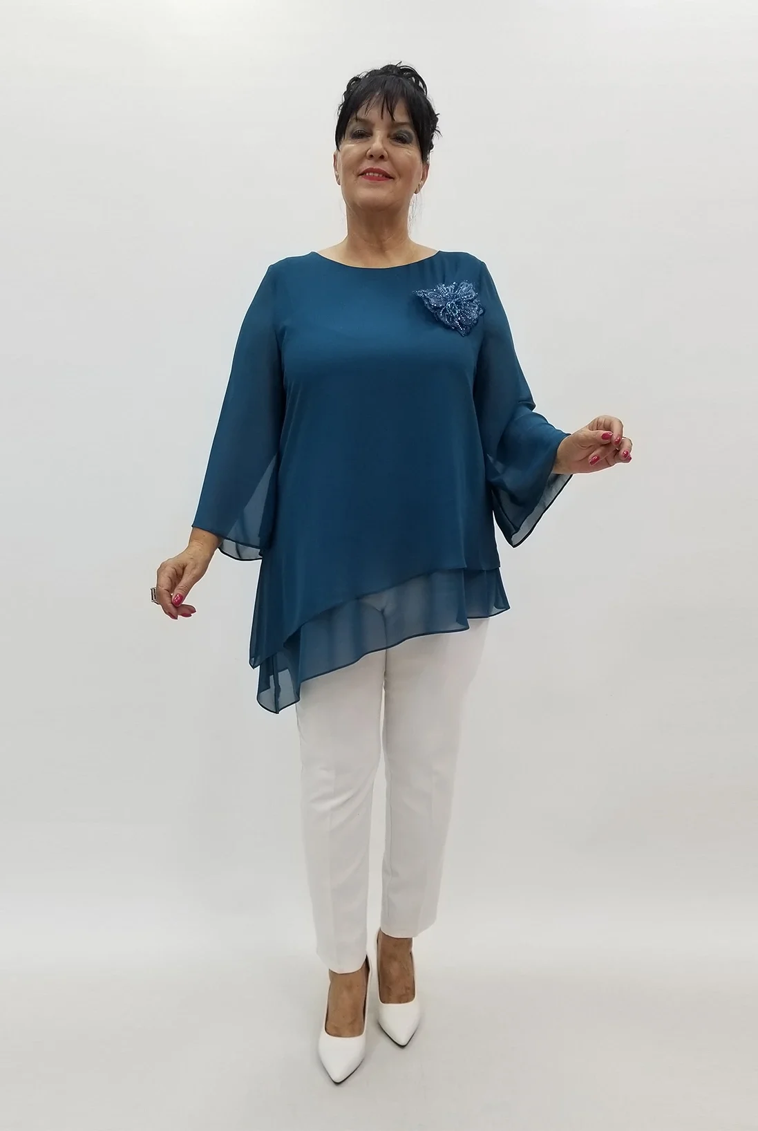 Miraggio Büyük Beden Bluz 99964 PETROL