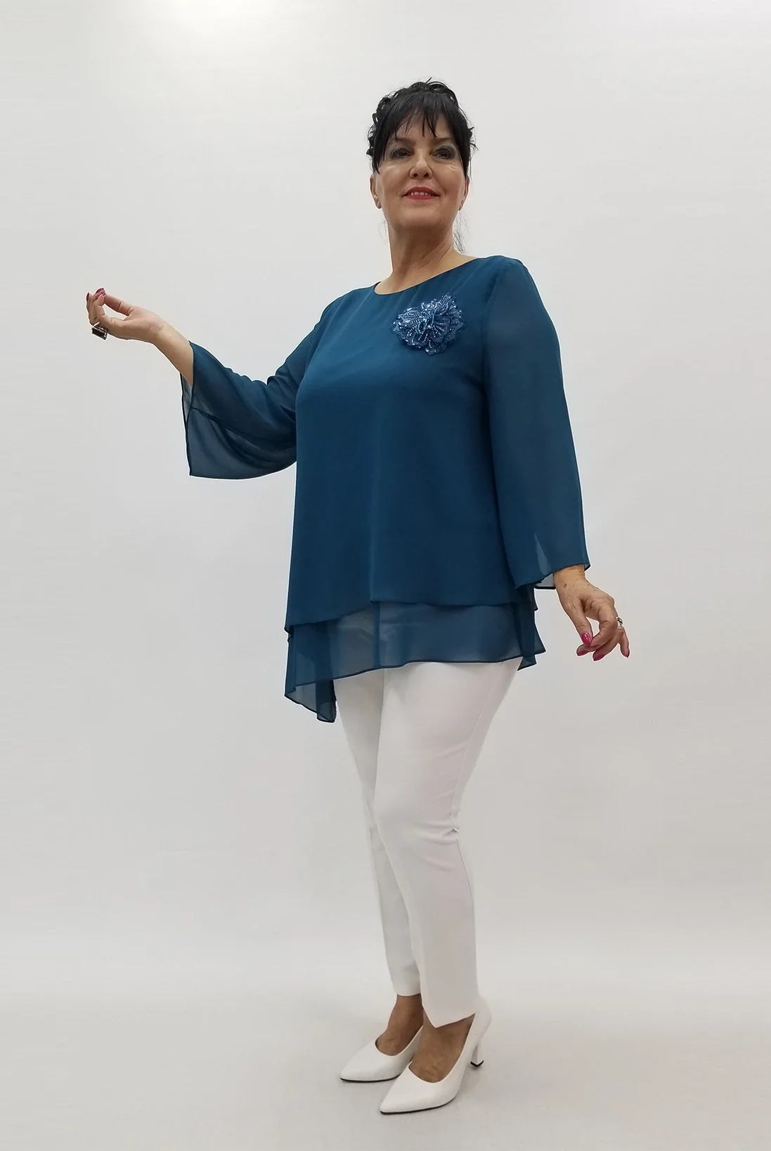 Miraggio Büyük Beden Bluz 99964 PETROL