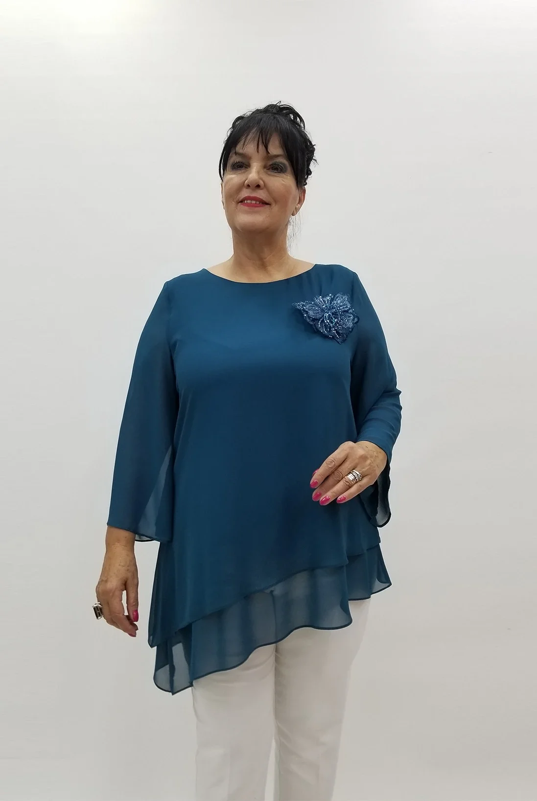 Miraggio Büyük Beden Bluz 99964 PETROL