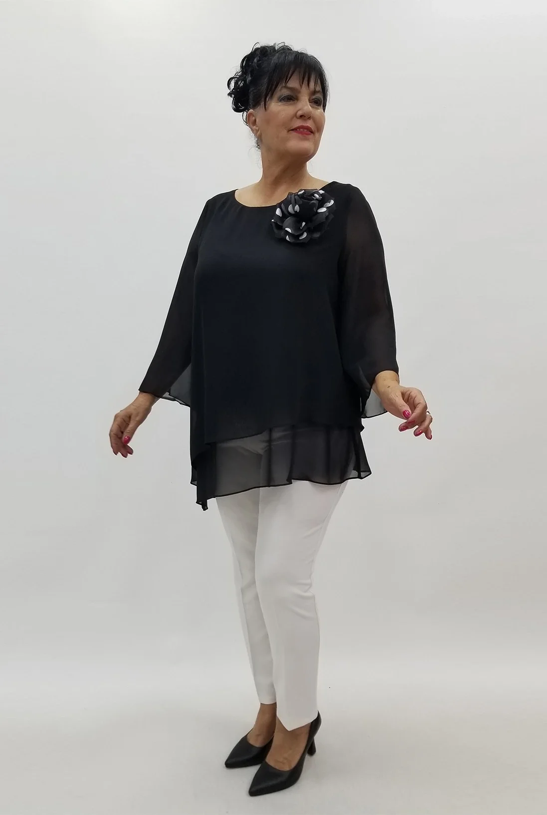 Miraggio Büyük Beden Bluz 99964 SİYAH PUAN