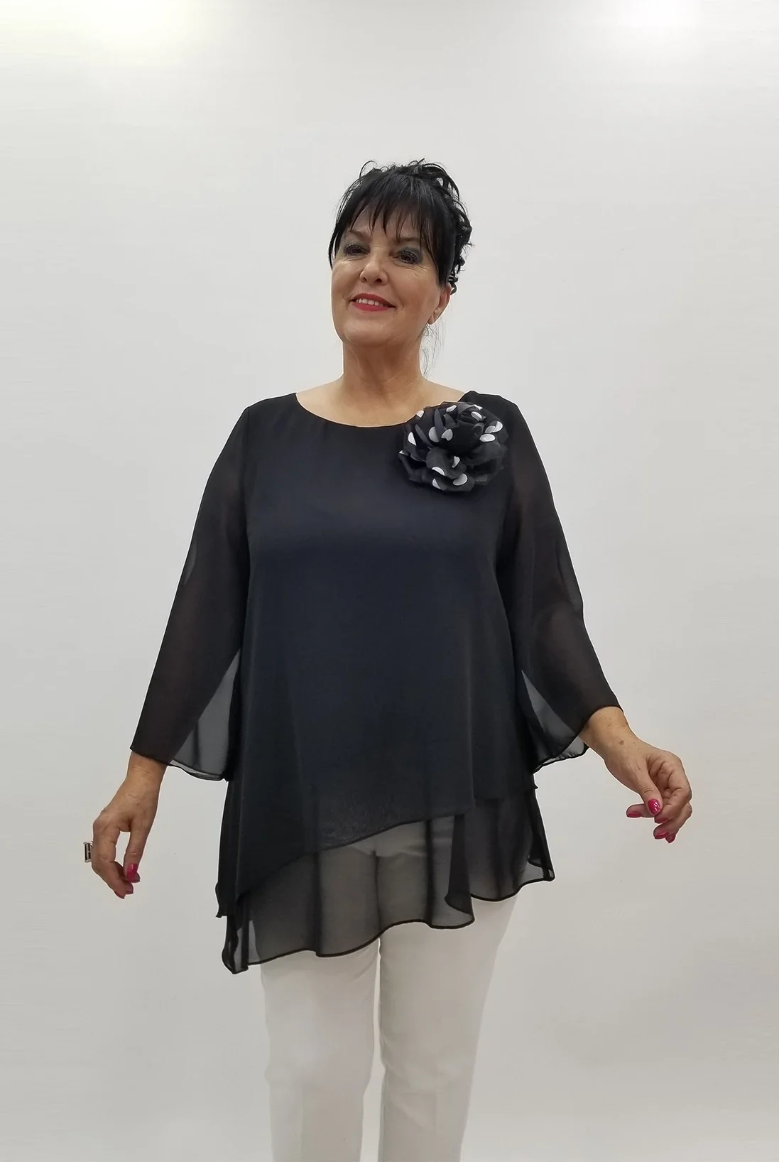 Miraggio Büyük Beden Bluz 99964 SİYAH PUAN