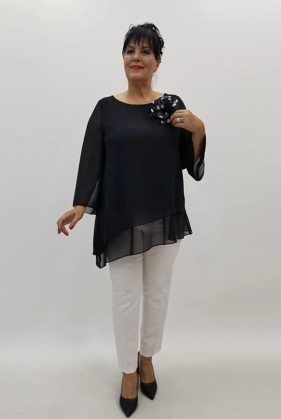 Miraggio Büyük Beden Bluz 99964 SİYAH PUAN