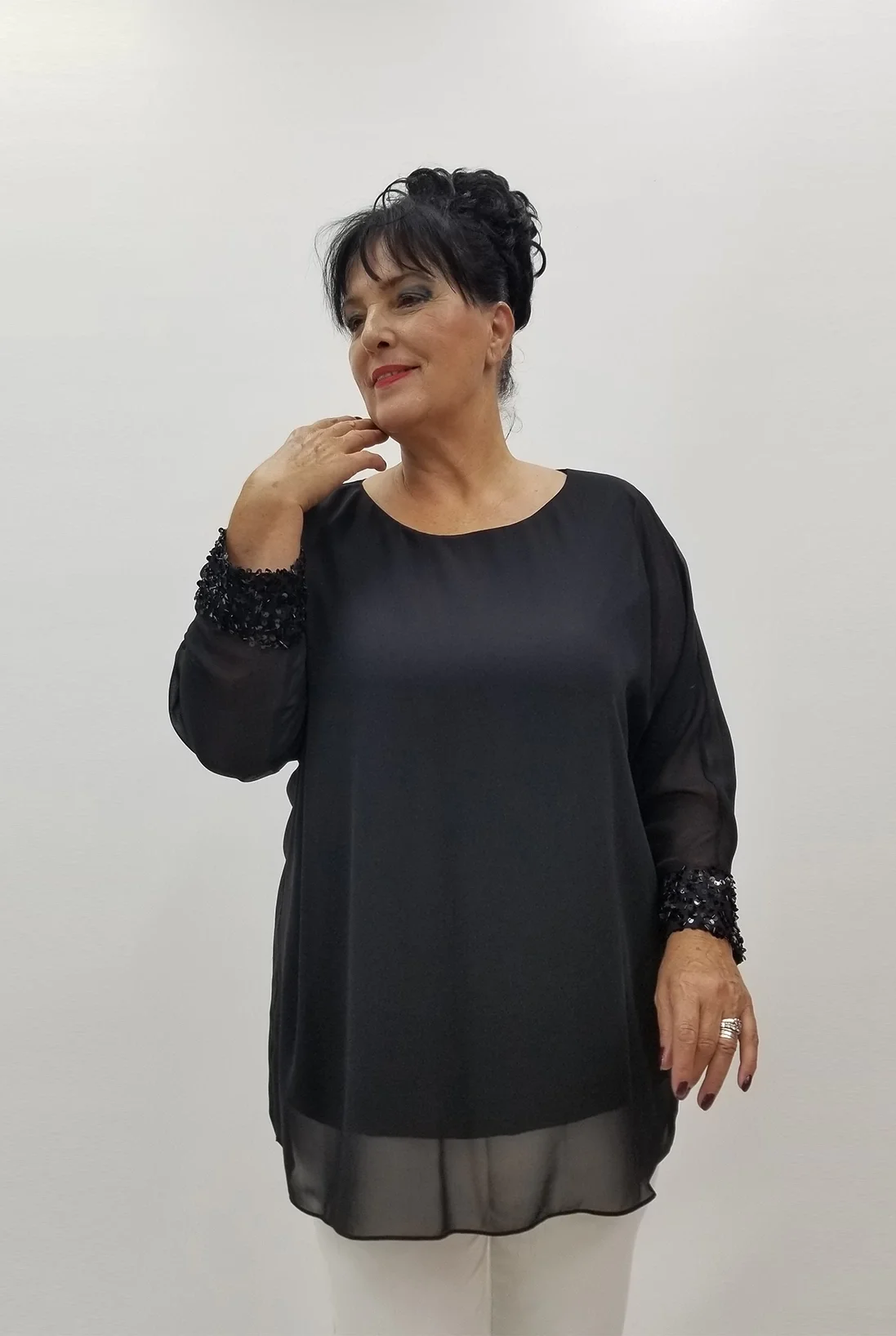 Miraggio Büyük Beden Bluz 99967 SİYAH