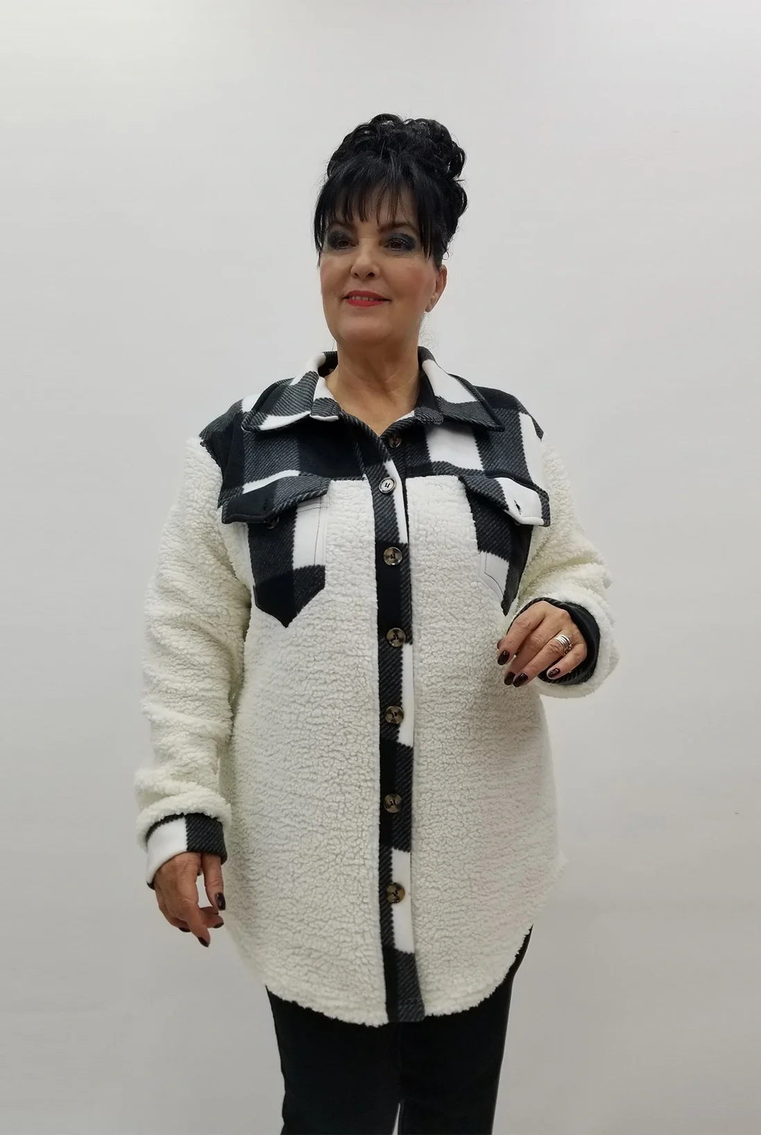 Miraggio Büyük Beden Ceket 4195 SİYAH/BEYAZ