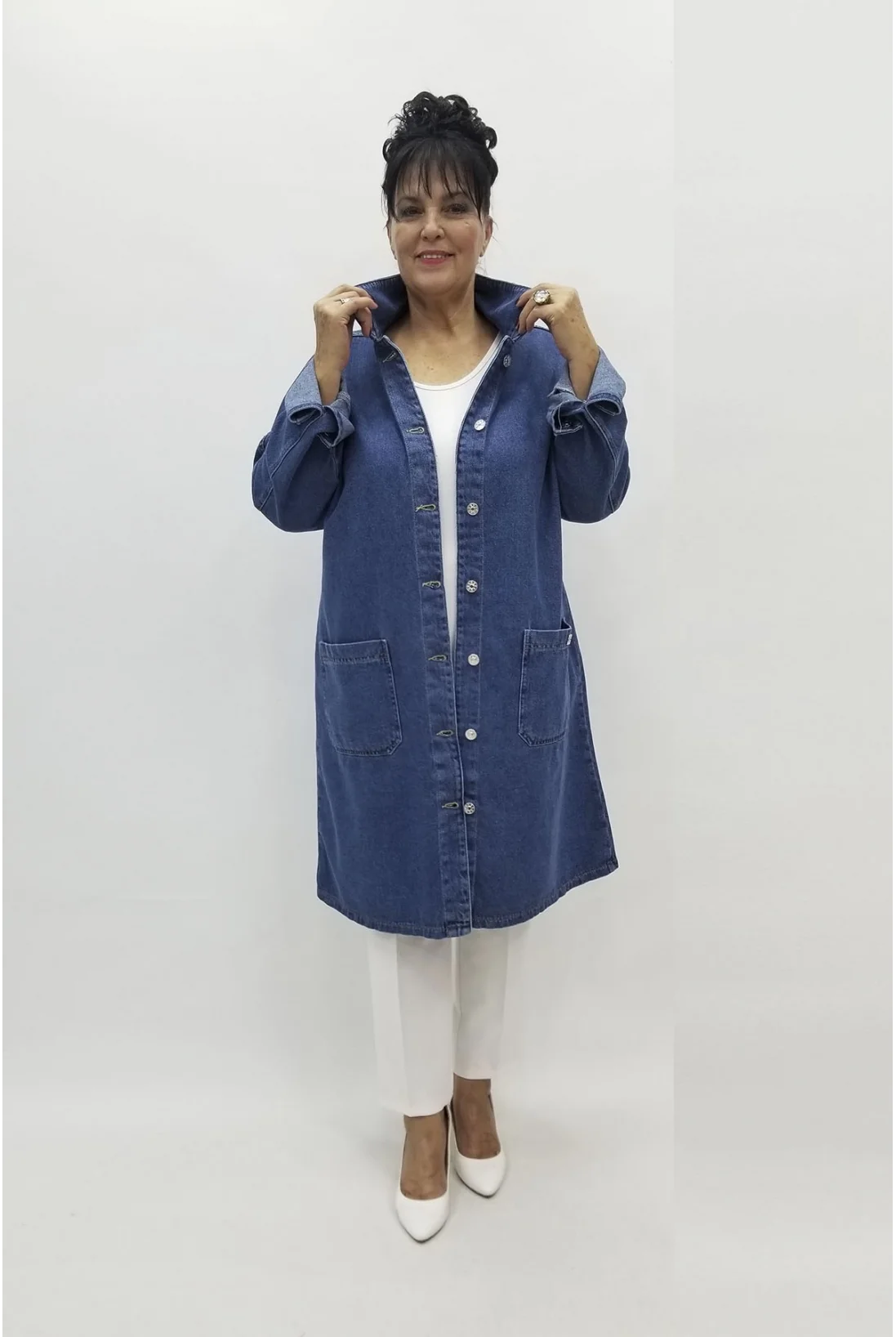 Miraggio Büyük Beden Ceket 98082 KOT K-MAVİ