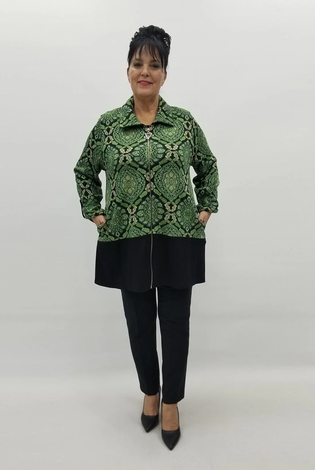 Miraggio Büyük Beden Ceket 99136 YEŞİL