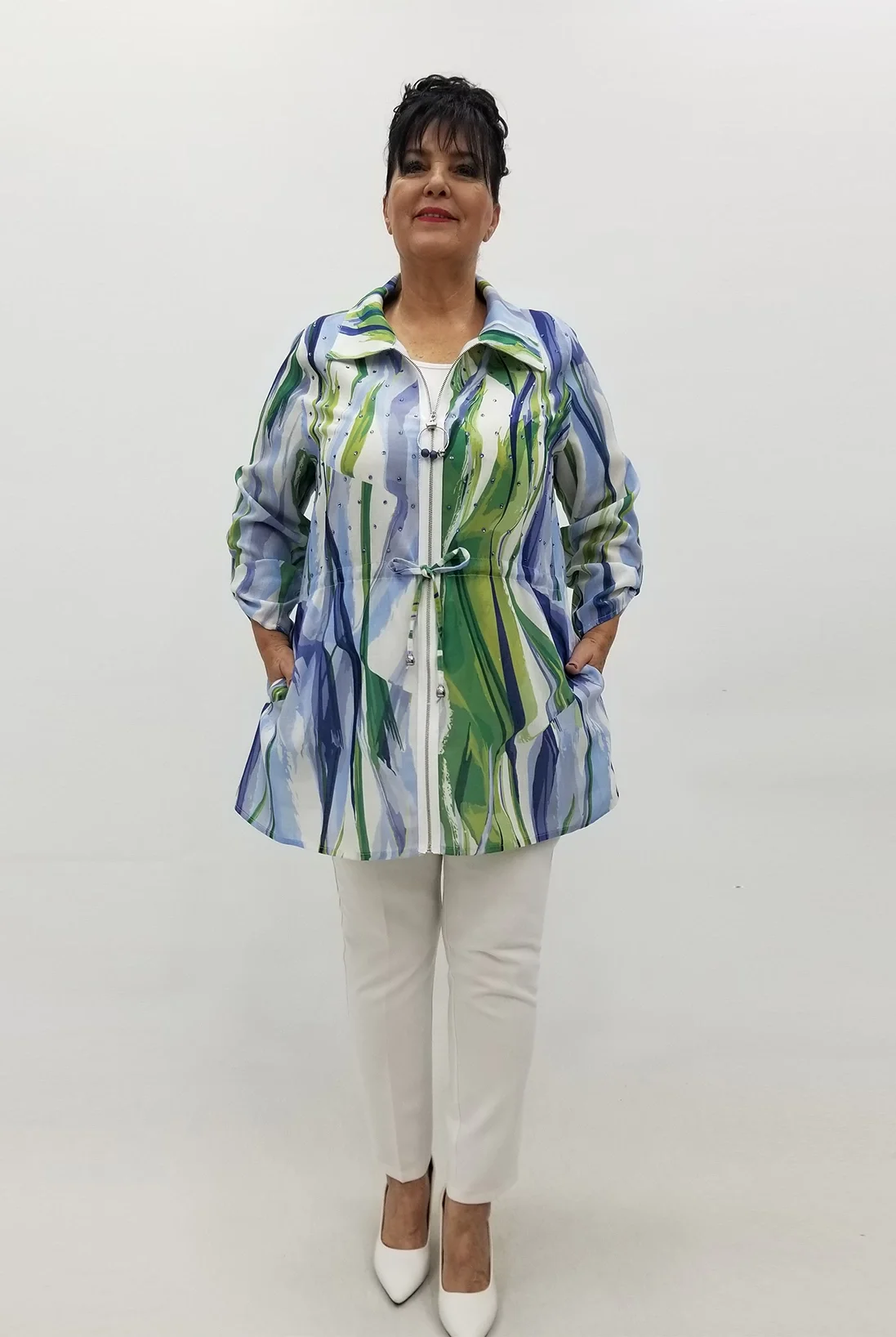 Miraggio Büyük Beden Ceket 99681 YEŞİL/MAVİ