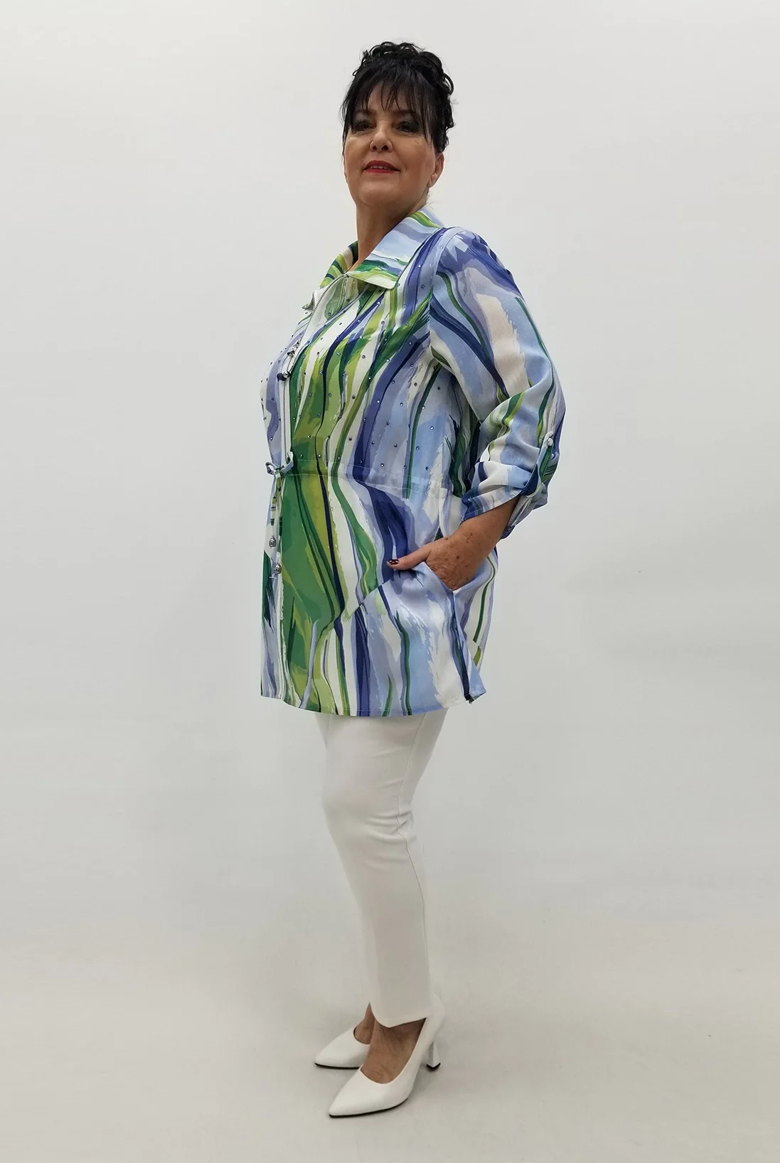 Miraggio Büyük Beden Ceket 99681 YEŞİL/MAVİ