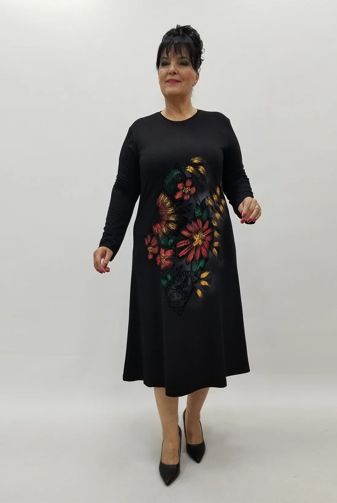 Miraggio Büyük Beden Elbise 4117 SİYAH