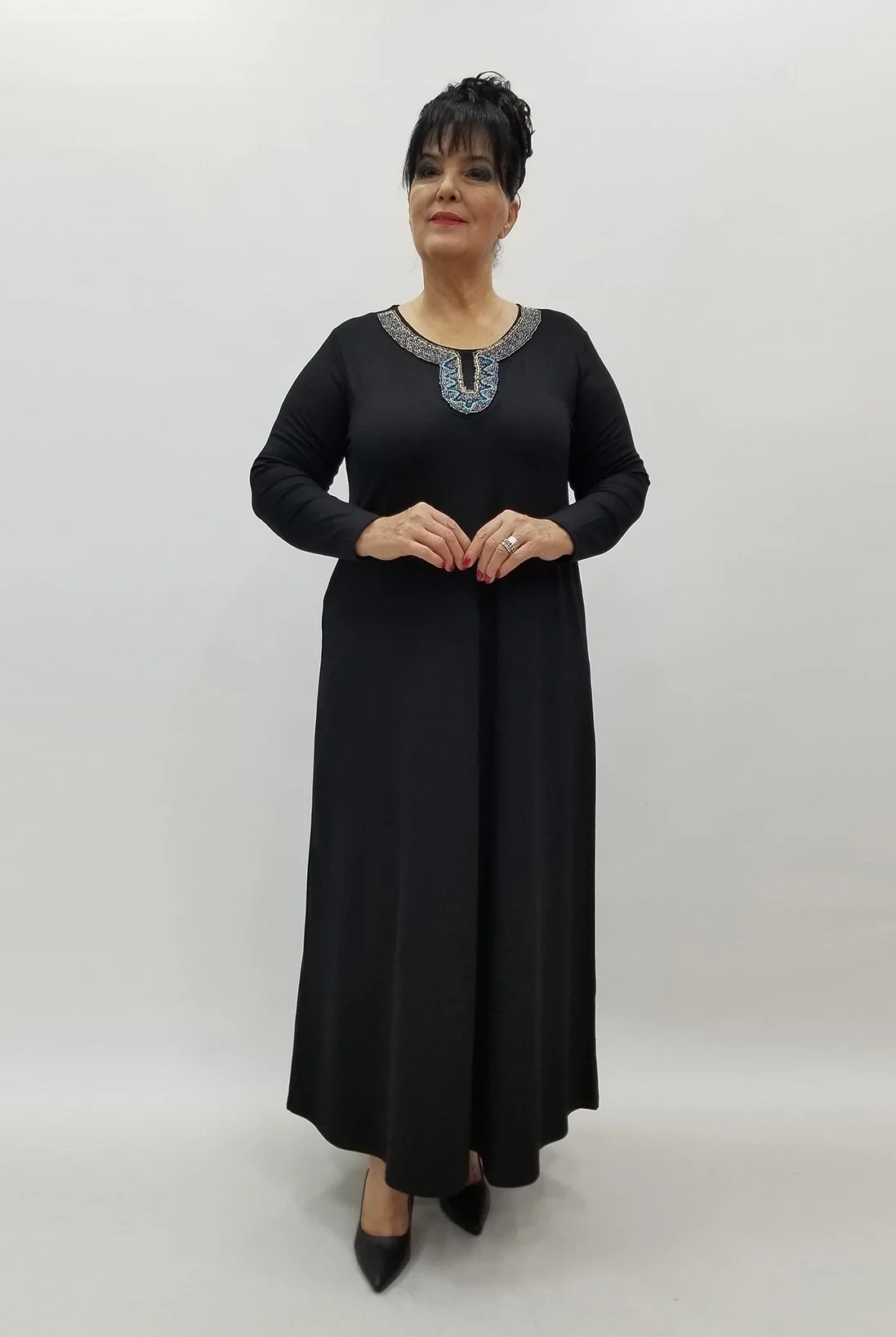 Miraggio Büyük Beden Elbise 4119 SİYAH/MAVİ