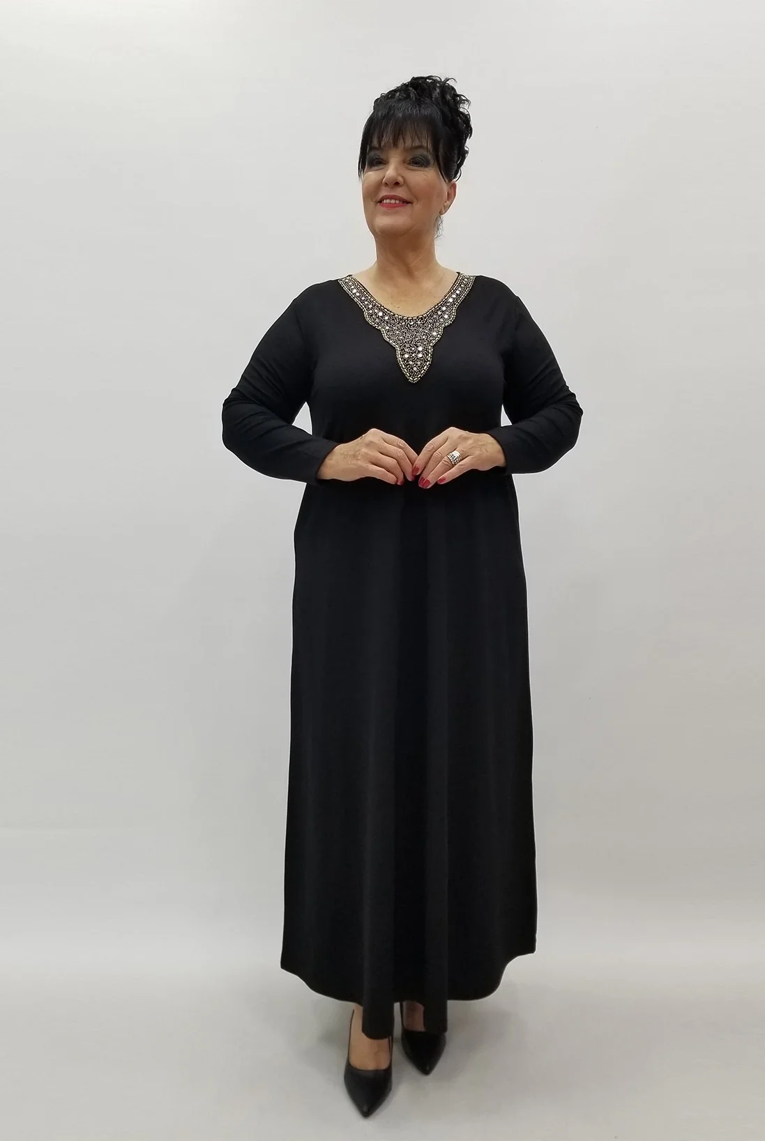 Miraggio Büyük Beden Elbise 4120 SİY-GOLD