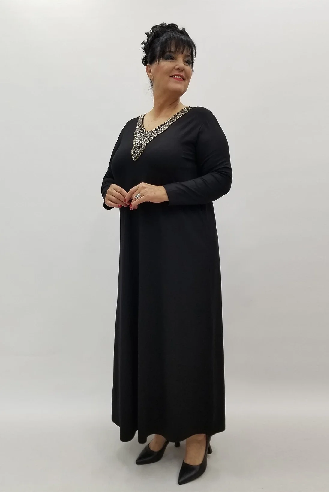 Miraggio Büyük Beden Elbise 4120 SİY-GOLD