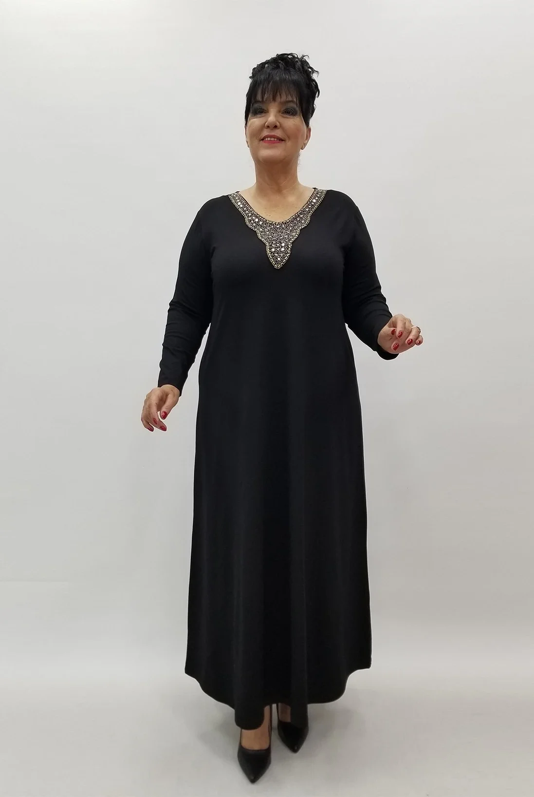 Miraggio Büyük Beden Elbise 4120 SİY-GOLD