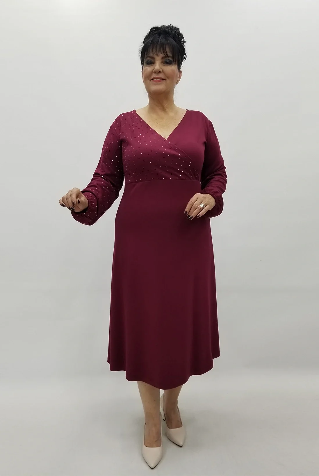 Miraggio Büyük Beden Elbise 4132 BORDO