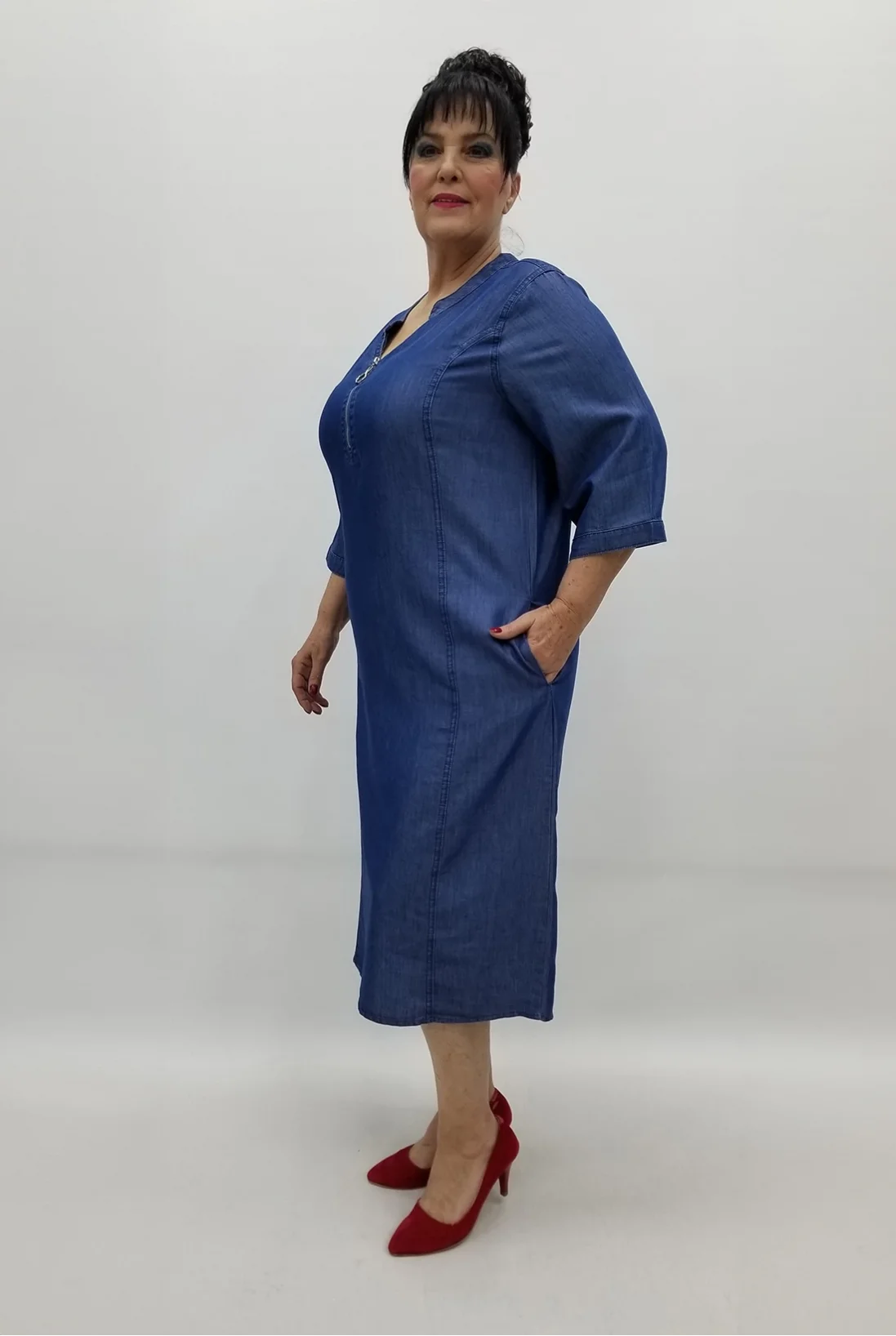 Miraggio Büyük Beden Elbise 97322 KOT MAVİ